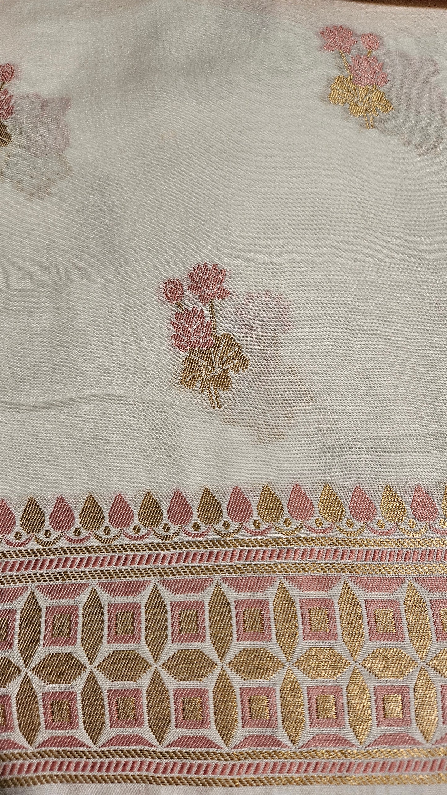 White banarsi jamdani resham weave premium cotton suit