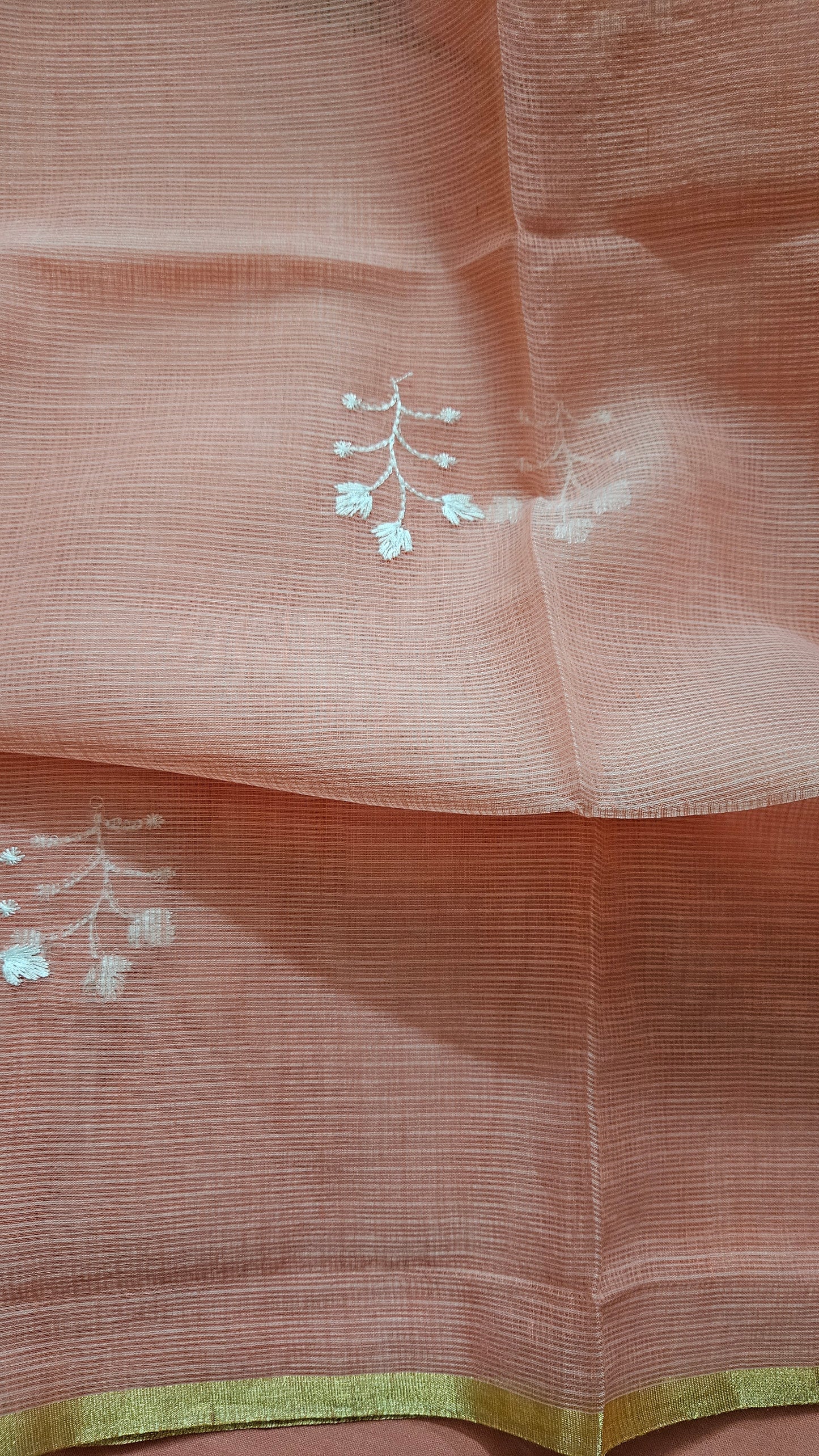 Peach Kota doriya suit with thread embroidery