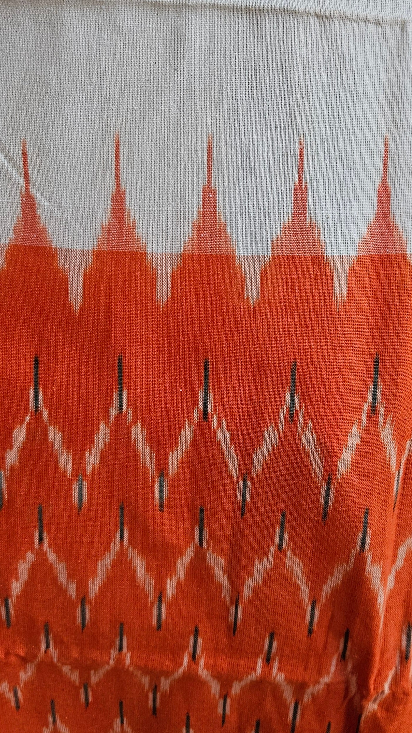 Orange'n'off white cotton ikat weave suit