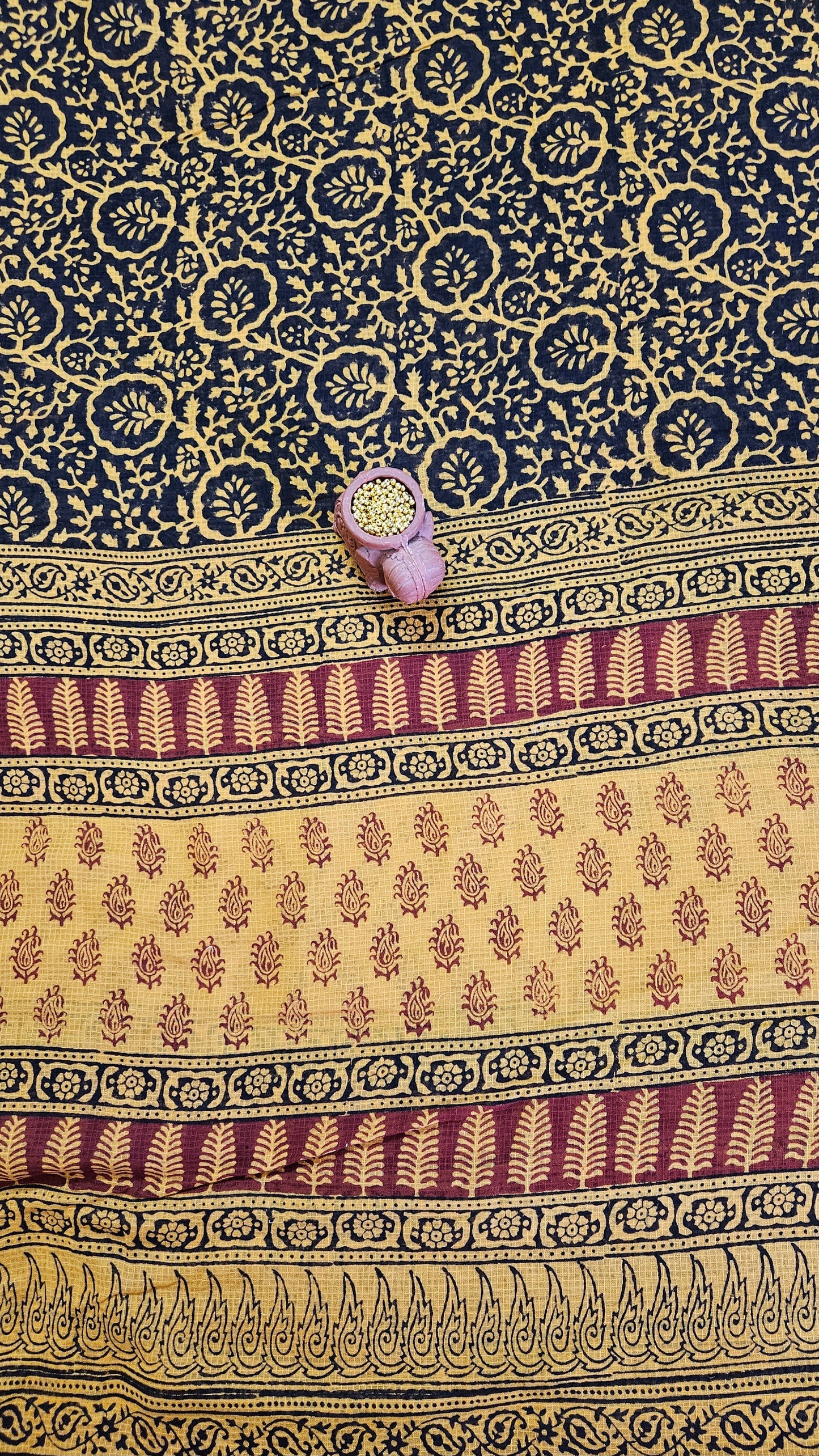 Black'n'mustard bagh print cotton suit