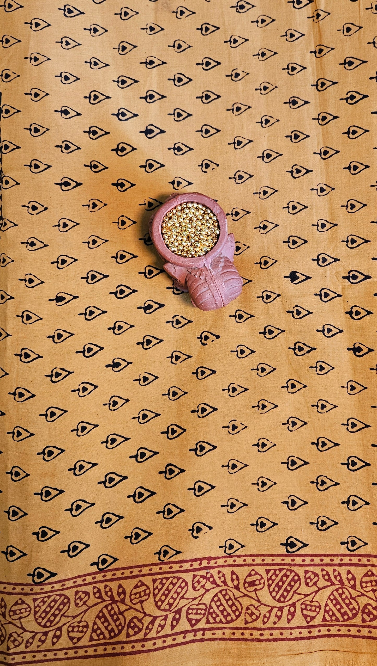 Mustard black'n'maroon bagh print cotton suit