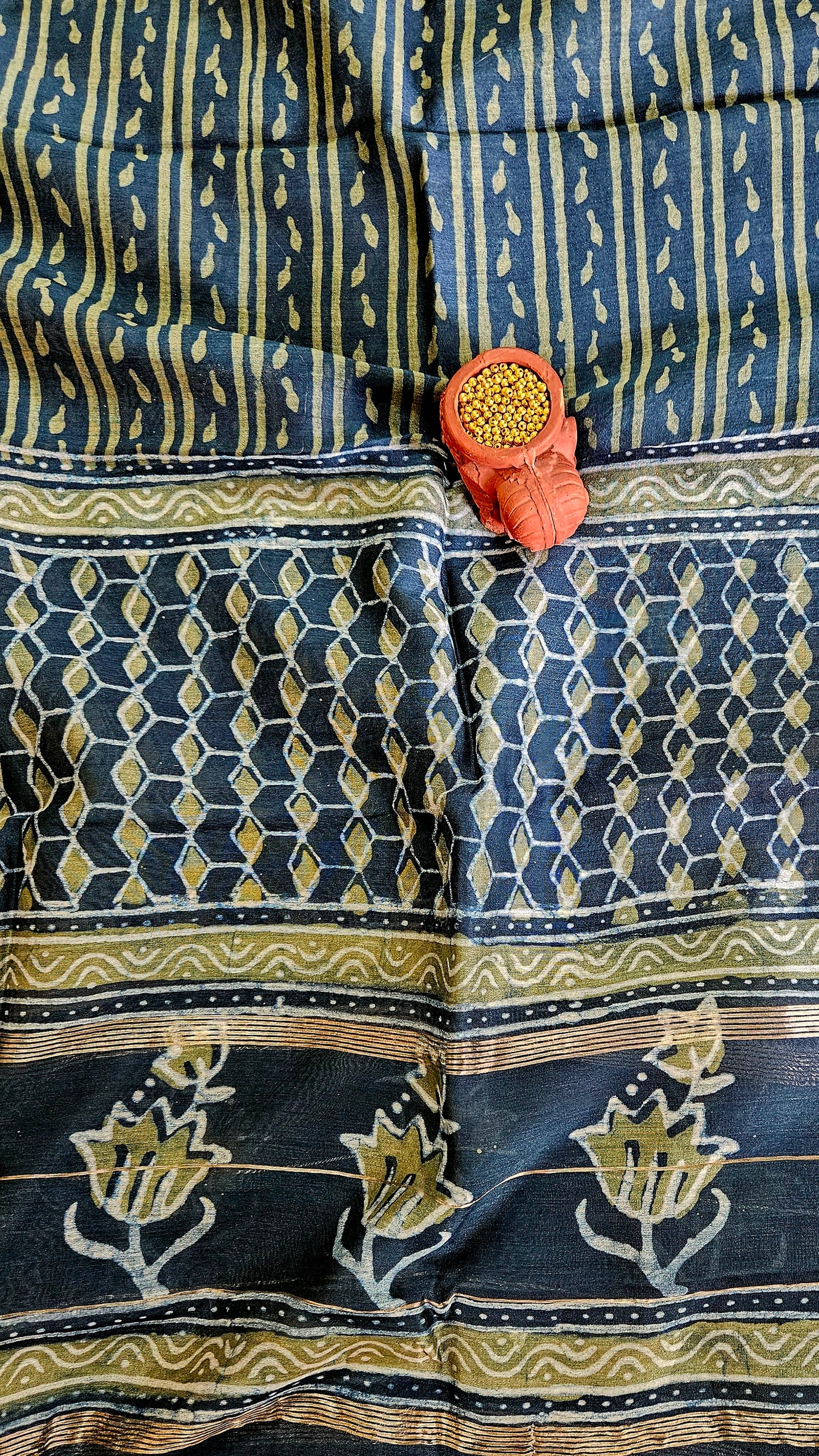 Peacock'n'sage green maheshwari silk cotton suit