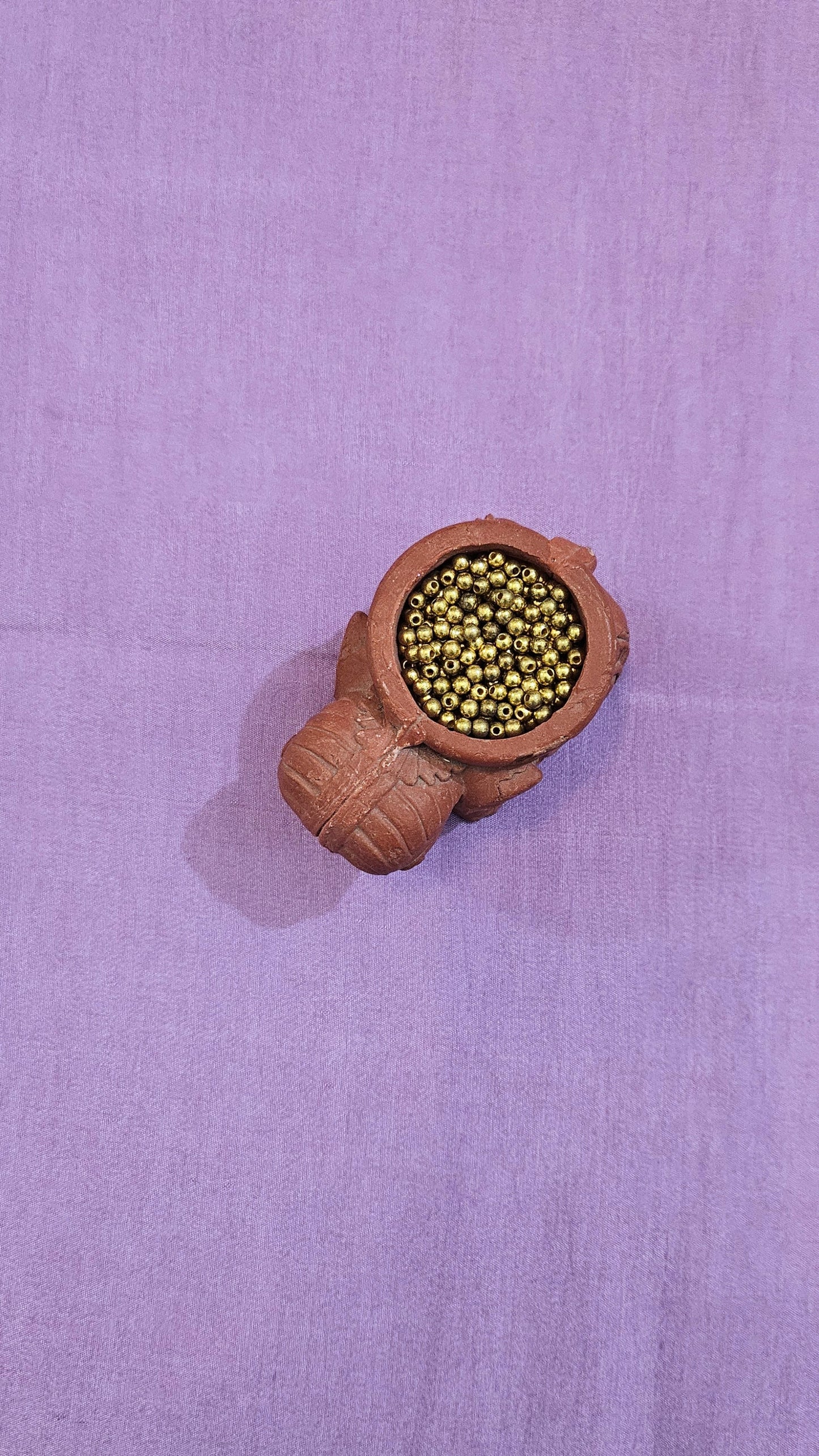 Lilac'n'gold mul chanderi suit with striped dupatta