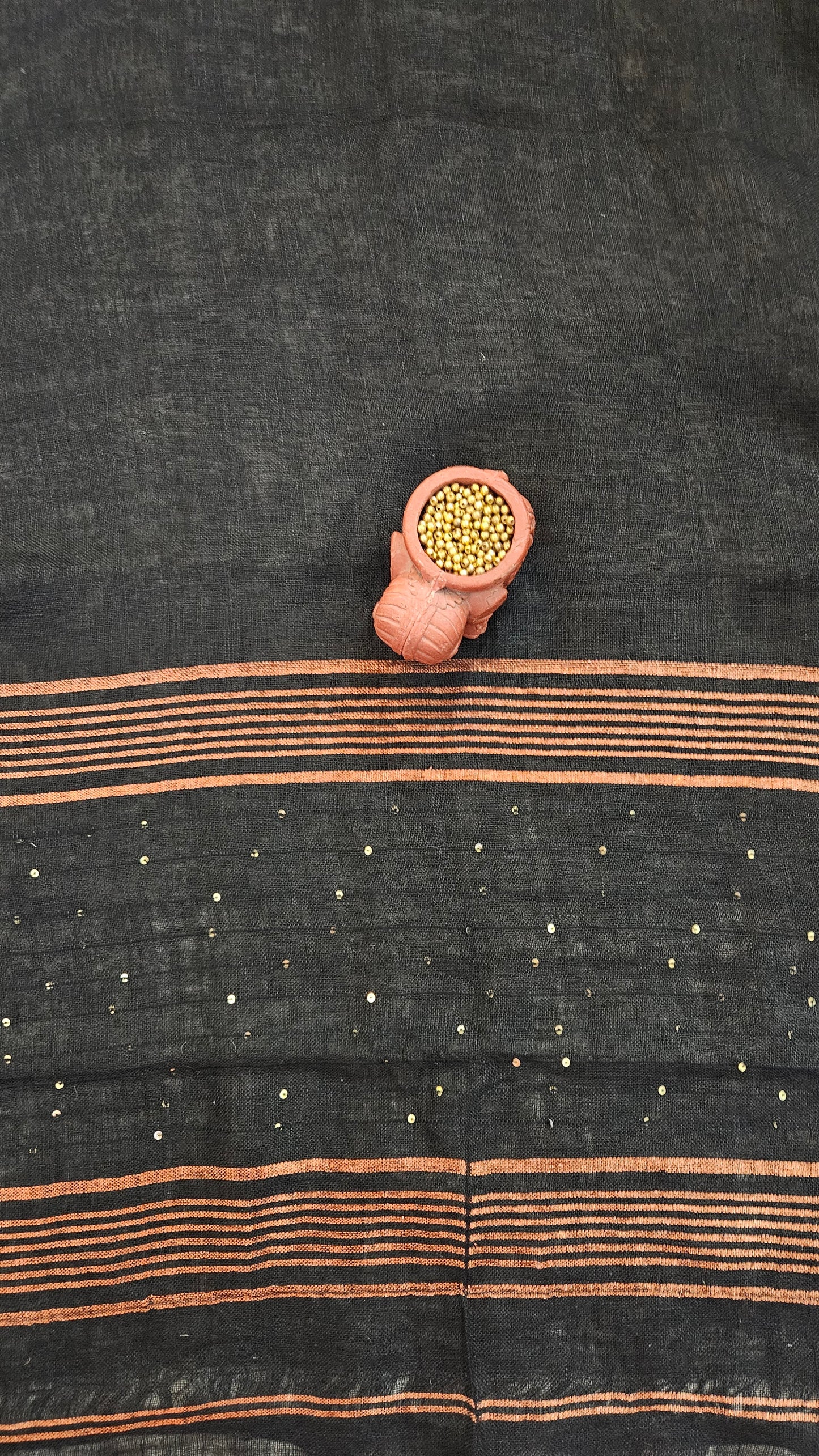Black linen jamdani handloom suit