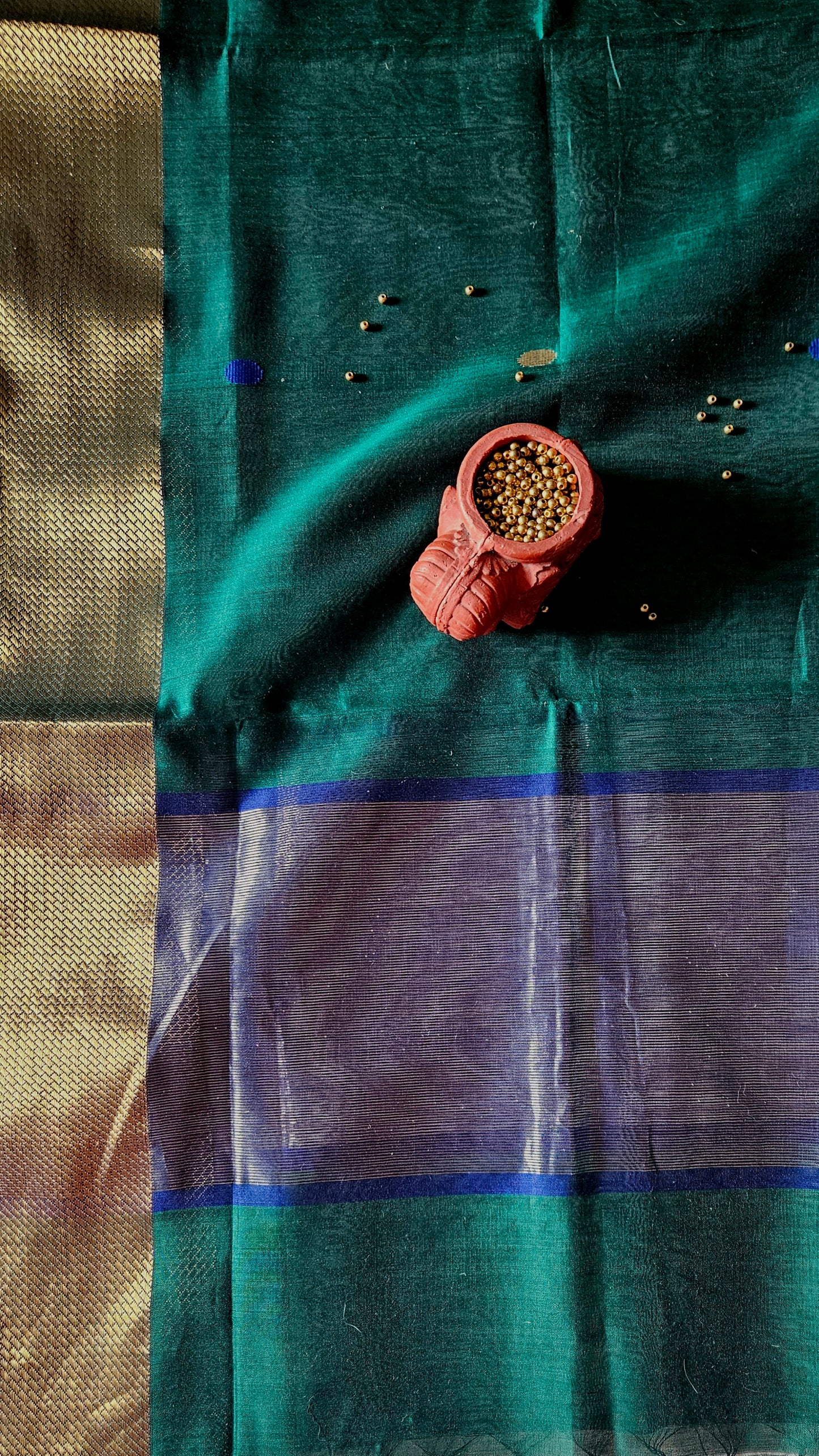 Royal blue'n'green handloom maheshwari suit
