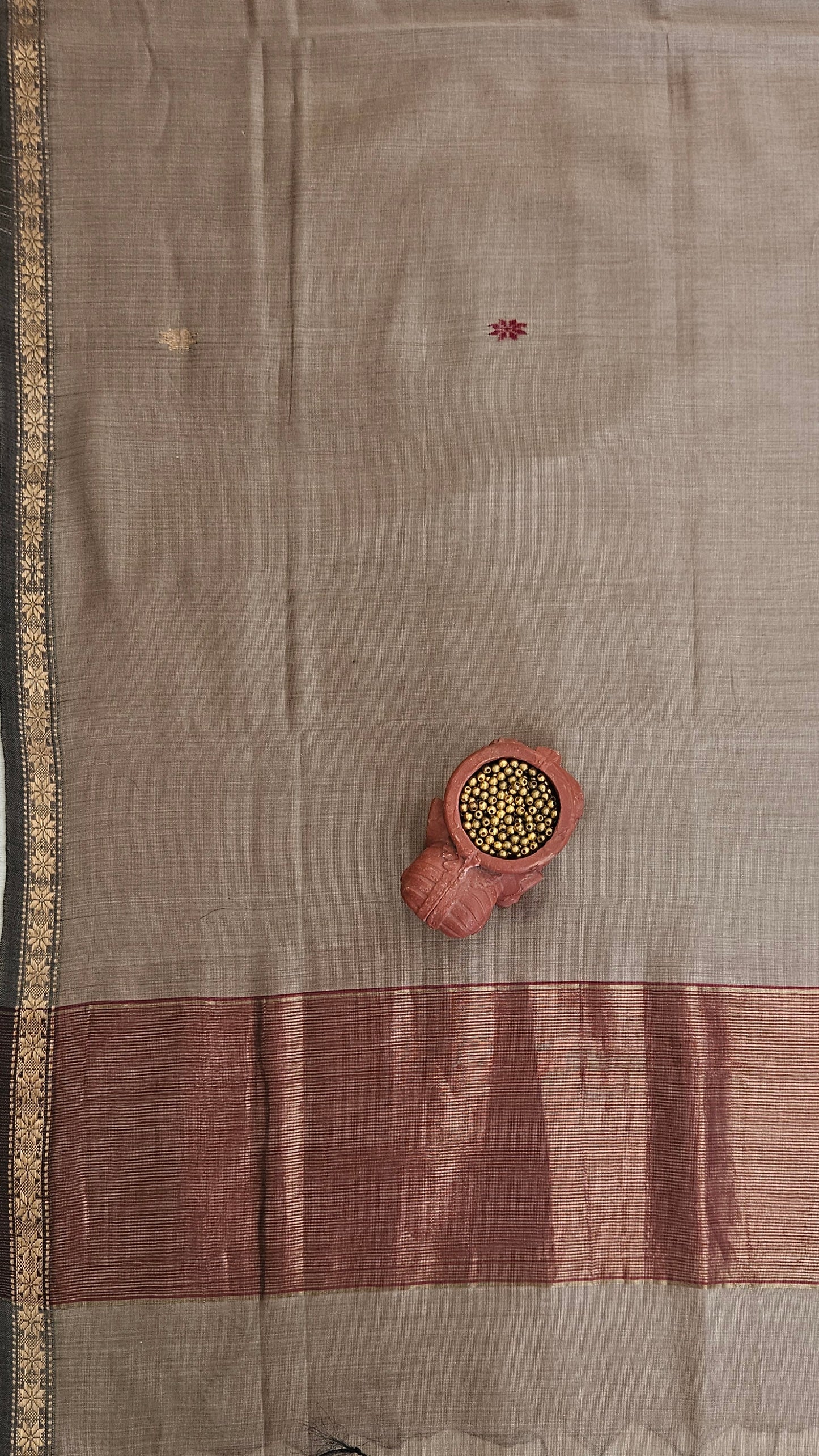 Maroon'n'brownish beige handloom maheshwari suit