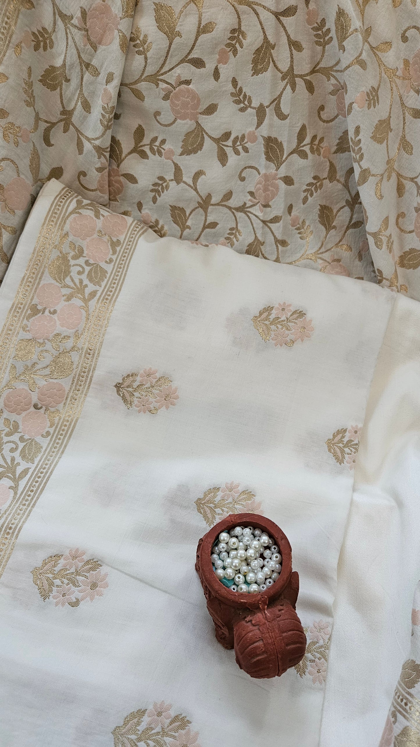 White cotton banarsi suit