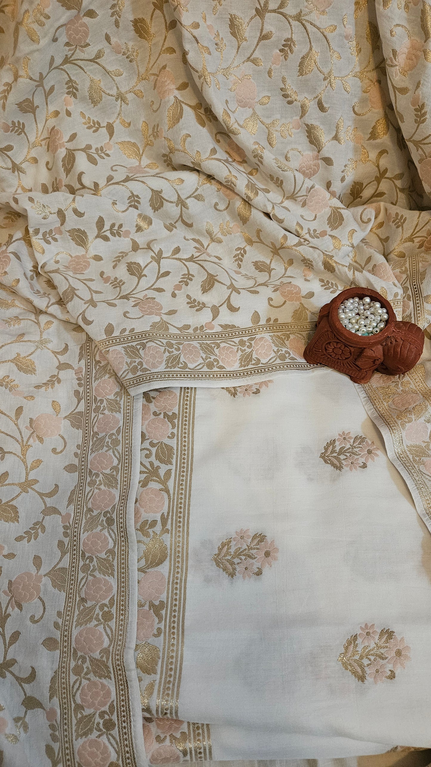 White cotton banarsi suit