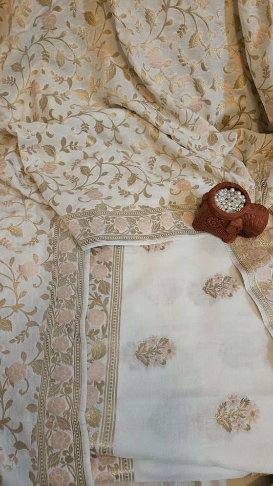 White cotton banarsi suit