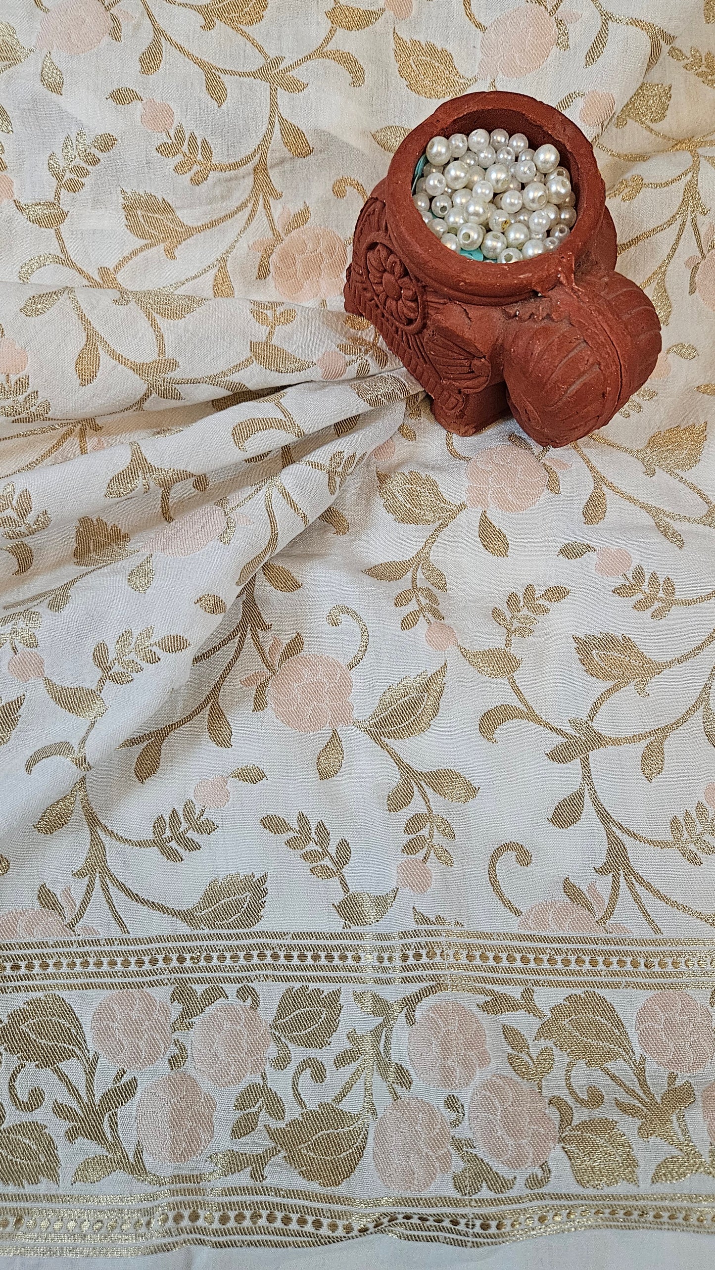 White cotton banarsi suit