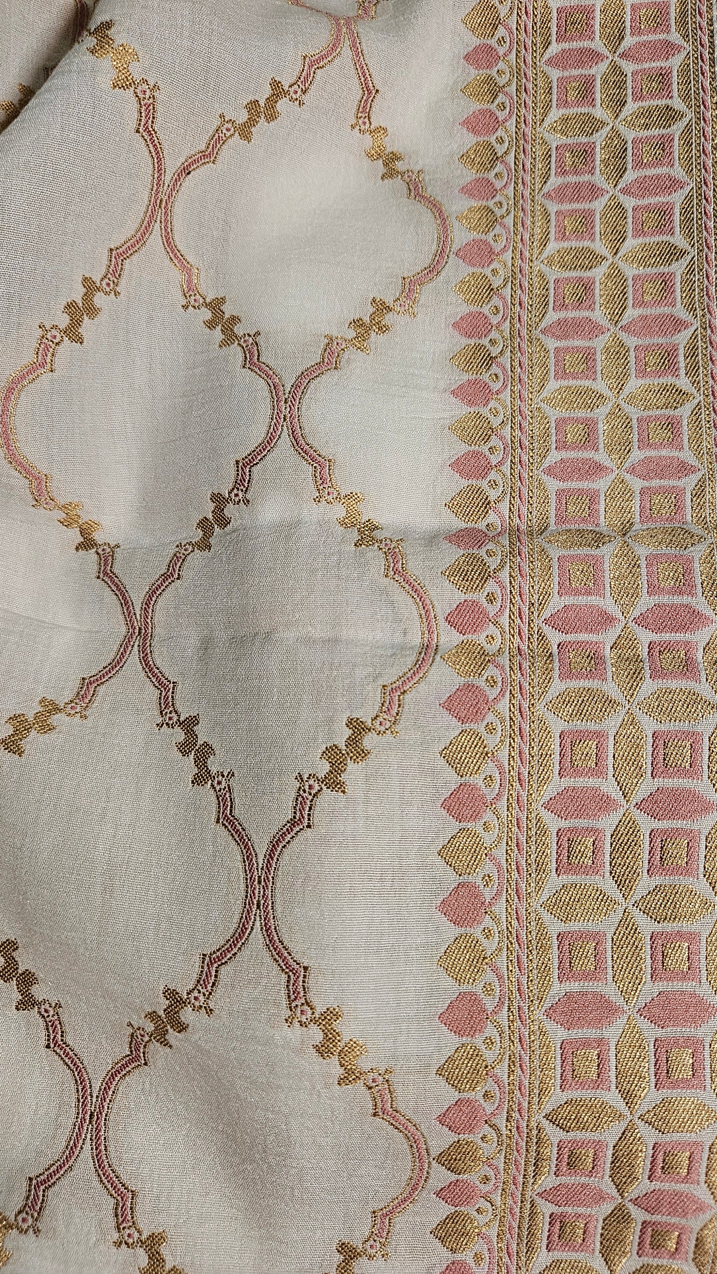 White banarsi jamdani resham weave premium cotton suit