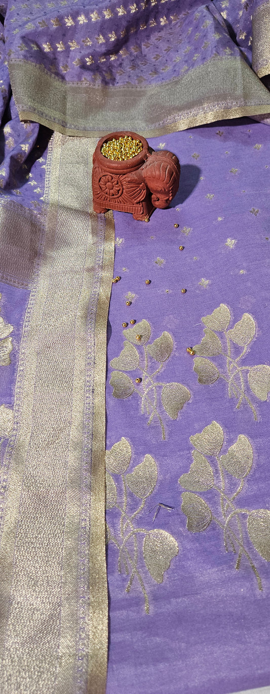 Mauve'n'gold zari suit in chanderi