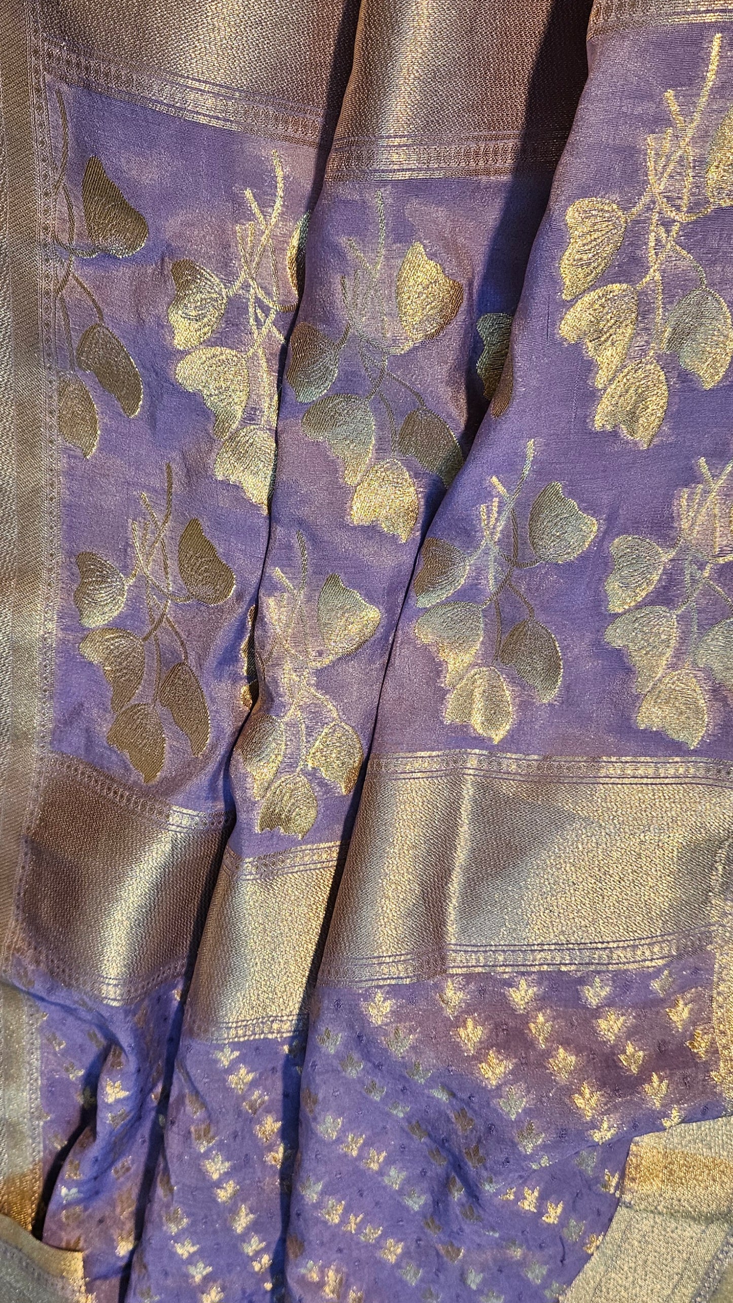 Mauve'n'gold zari suit in chanderi