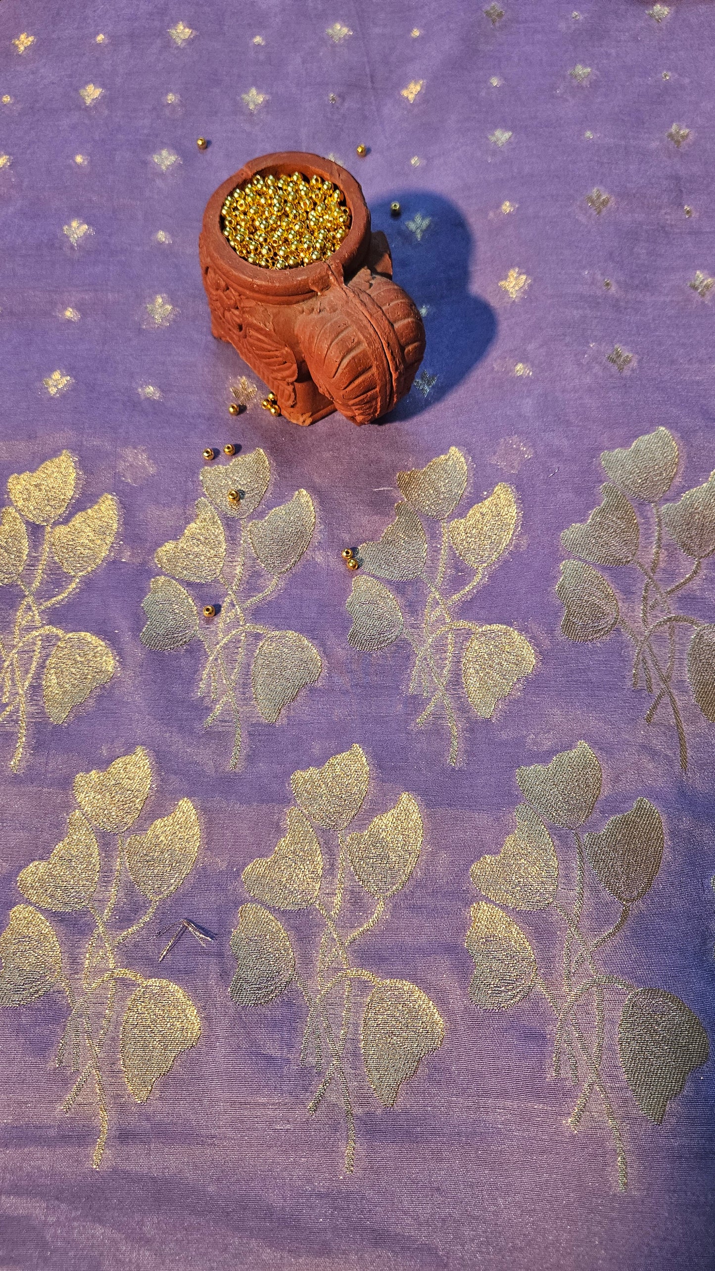 Mauve'n'gold zari suit in chanderi