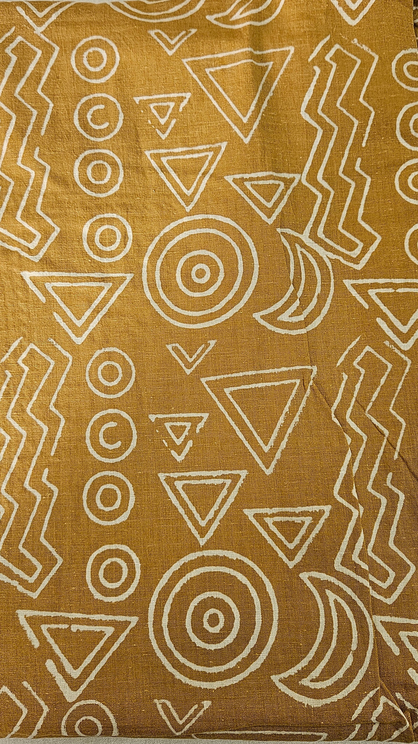 Mustard'n'white hand block print cotton suit
