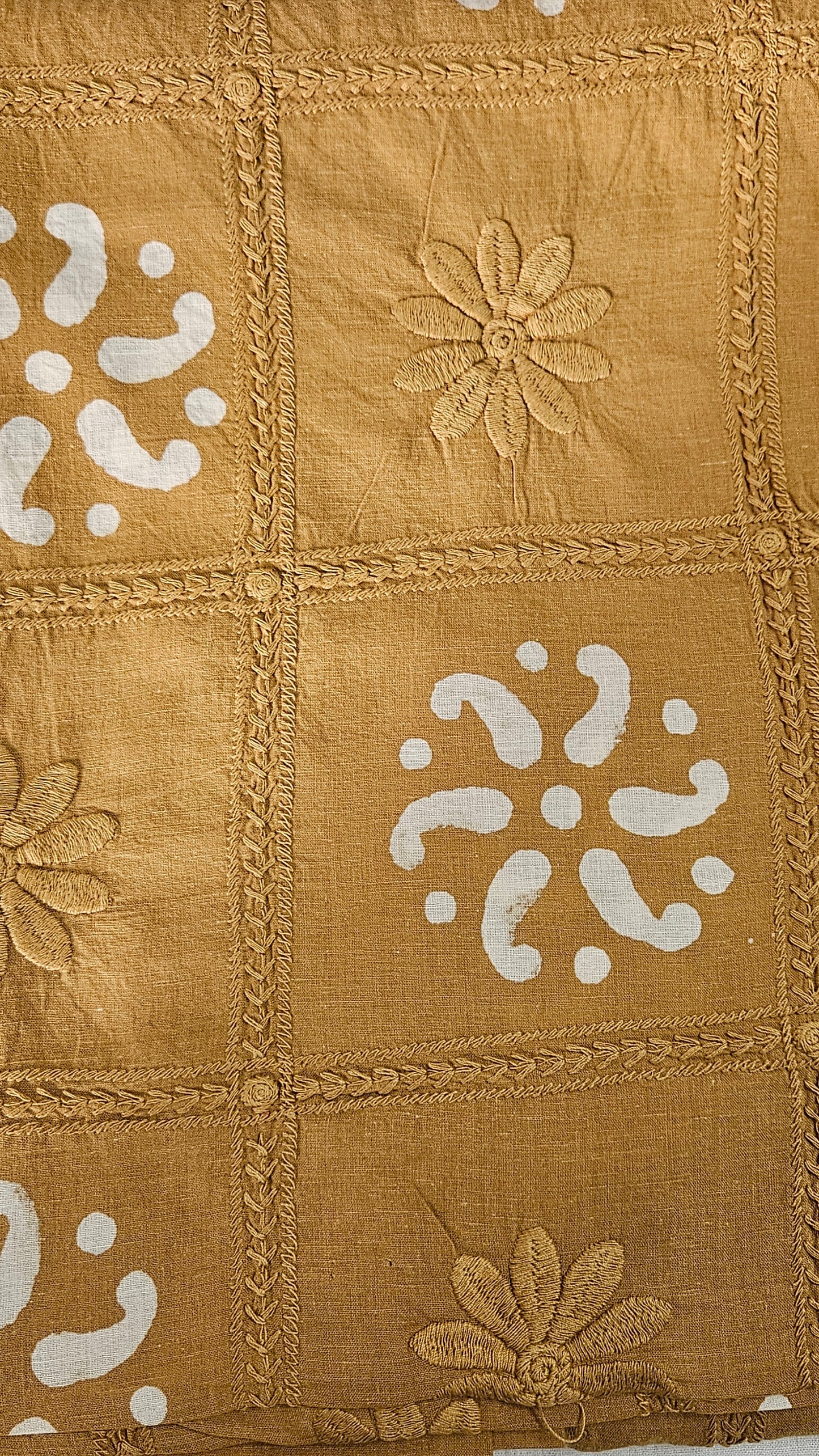 Mustard'n'white hand block print cotton suit