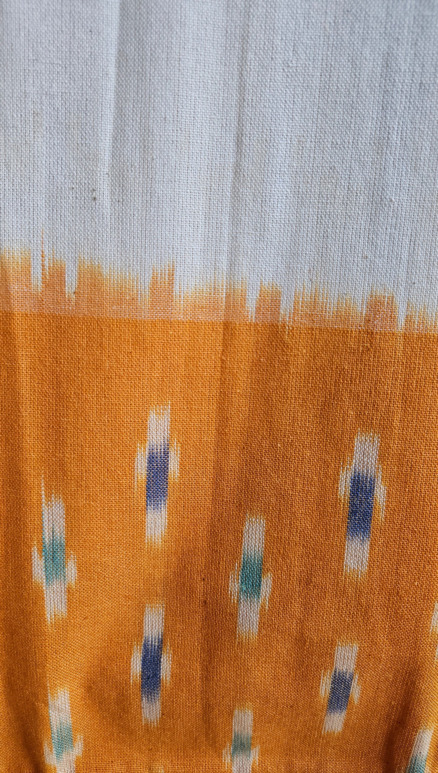 Yellow ochre'n' off white cotton ikat weave suit
