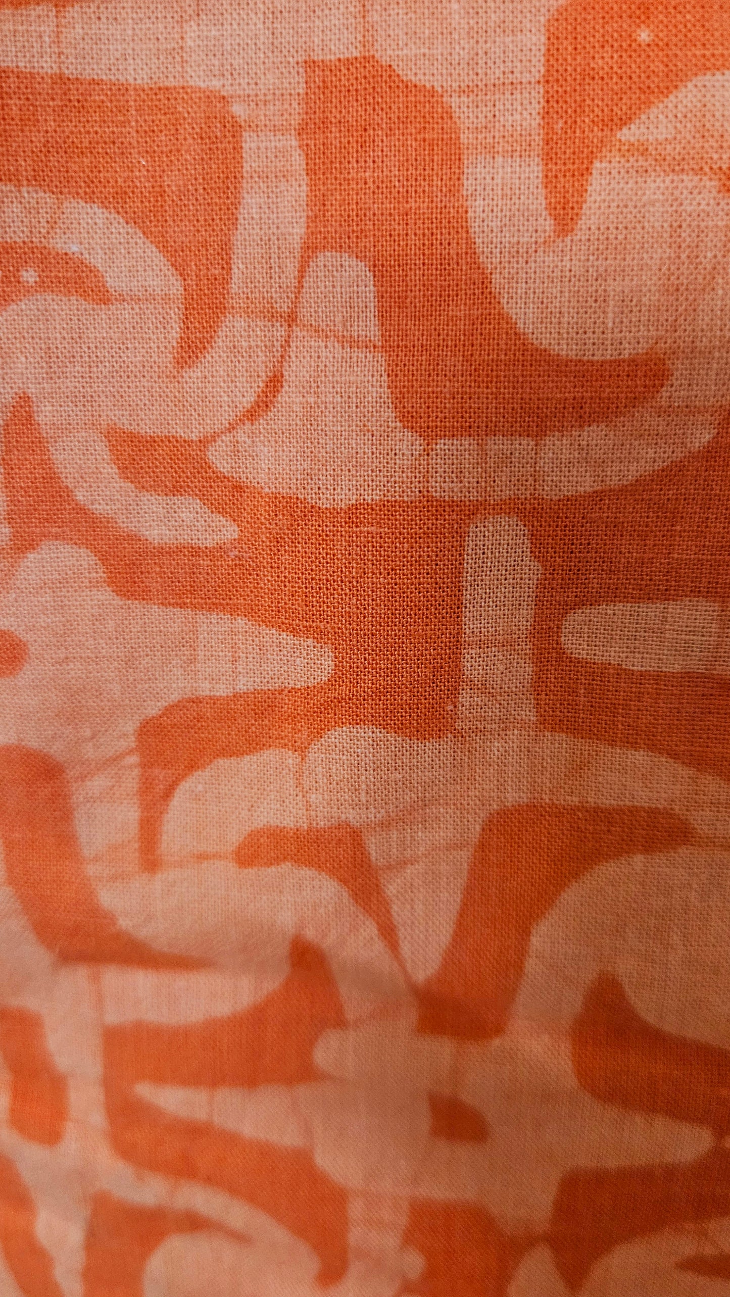 Carrot orange'n'white batik print cotton suit with batik print silk dupatta