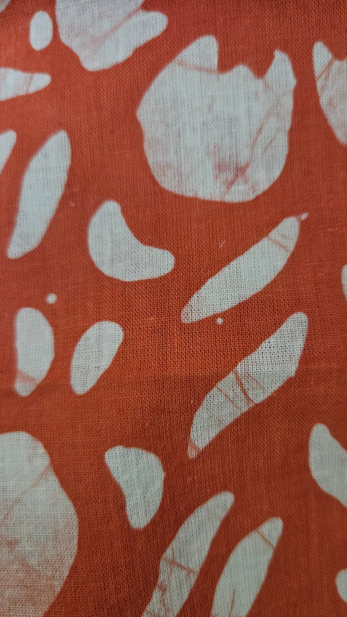 Carrot orange'n'white batik print cotton suit with batik print silk dupatta