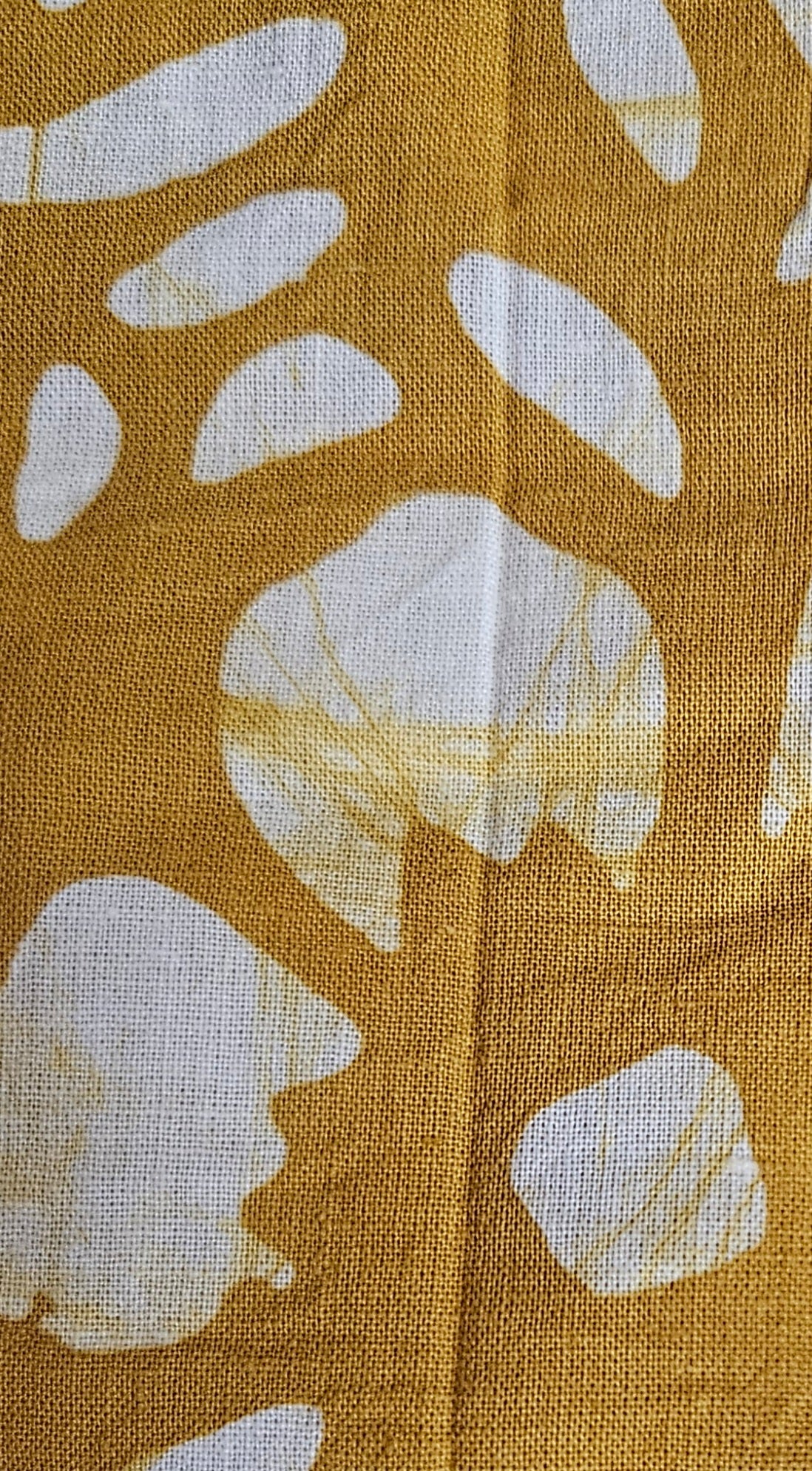 Mustard'n'white batik print cotton suit with batik print silk dupatta