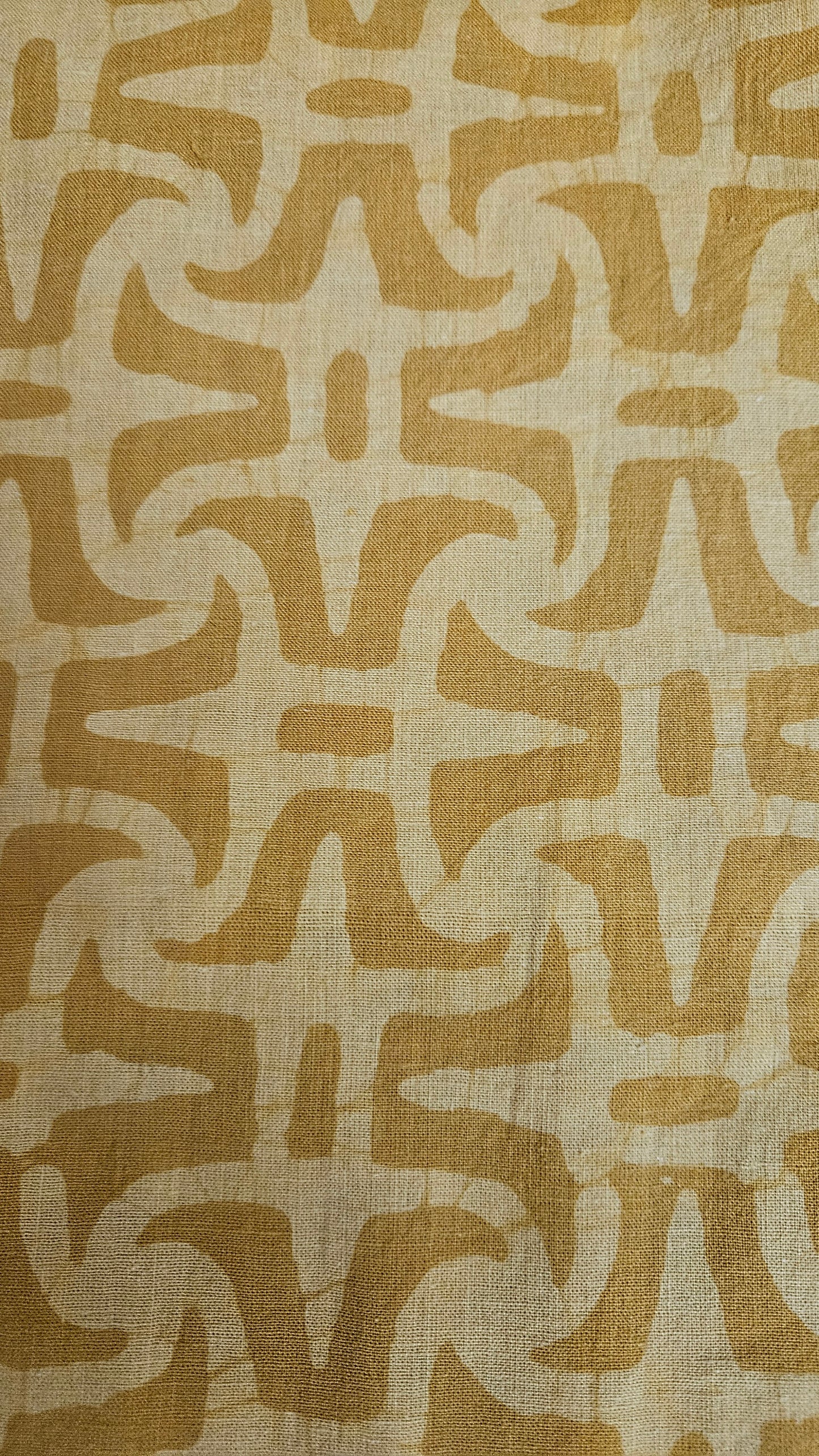 Mustard'n'white batik print cotton suit with batik print silk dupatta