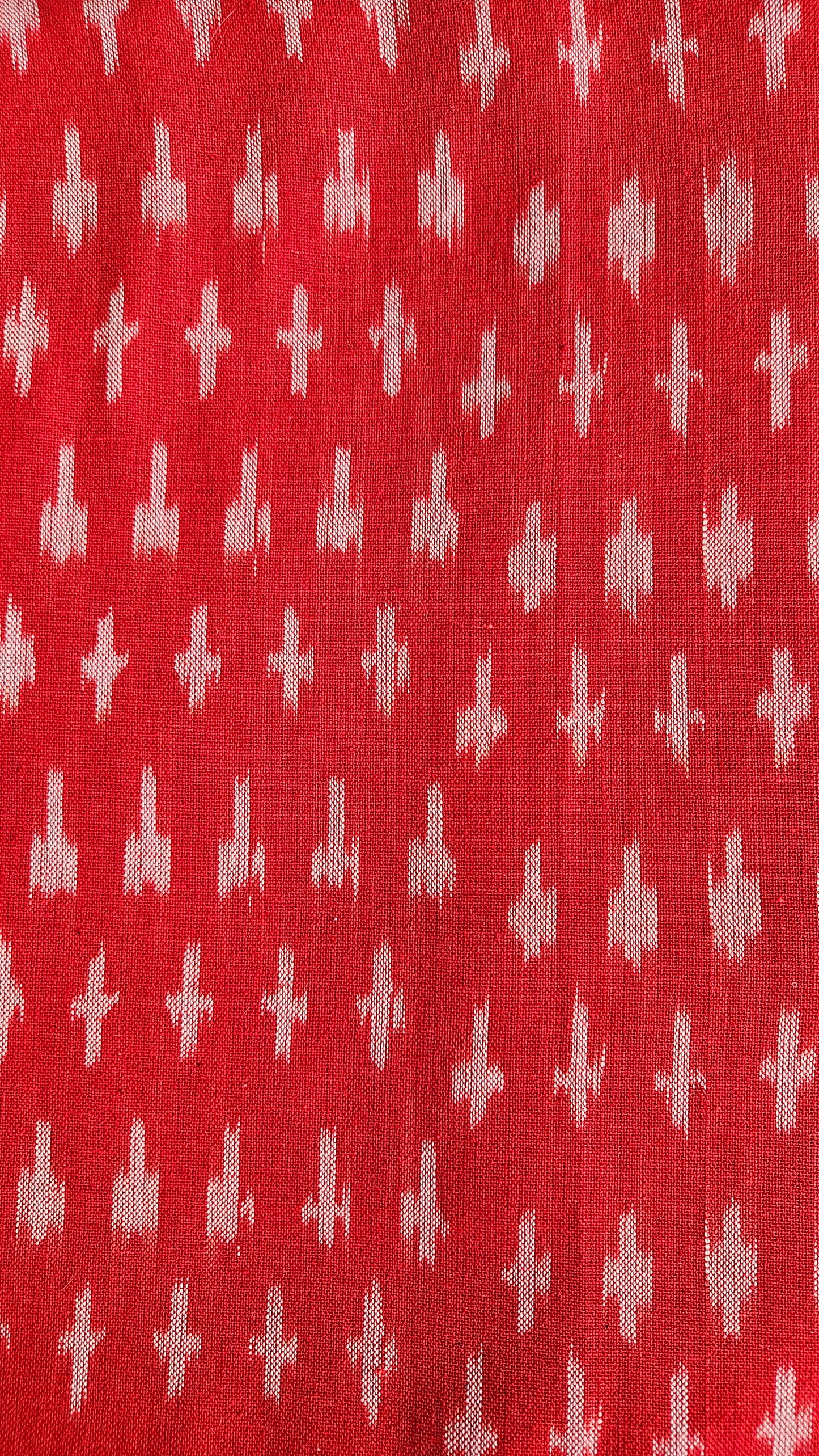 Red'n'off white ikat weave cotton suit
