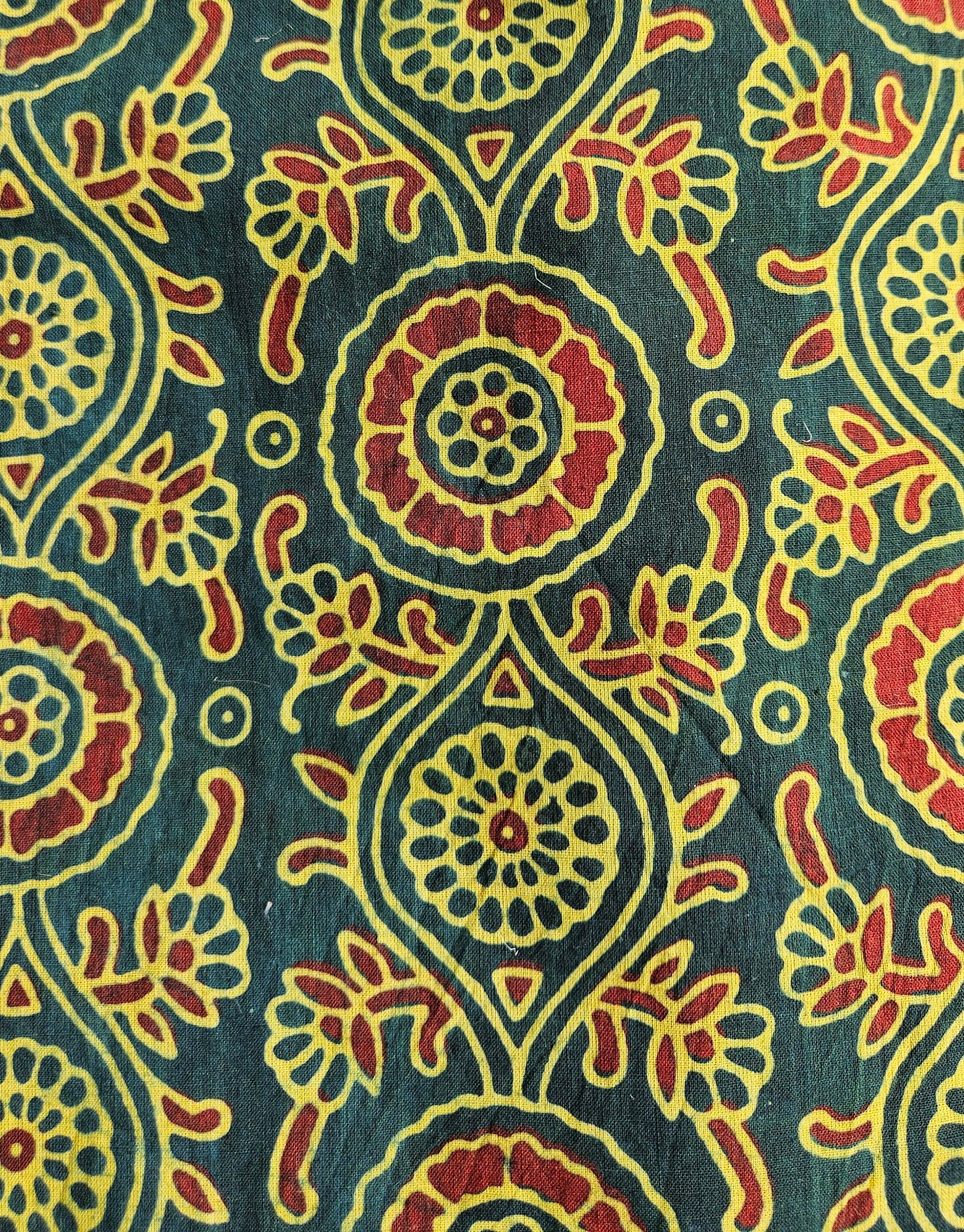 Green'n'yellow block print ajrakh cotton suit