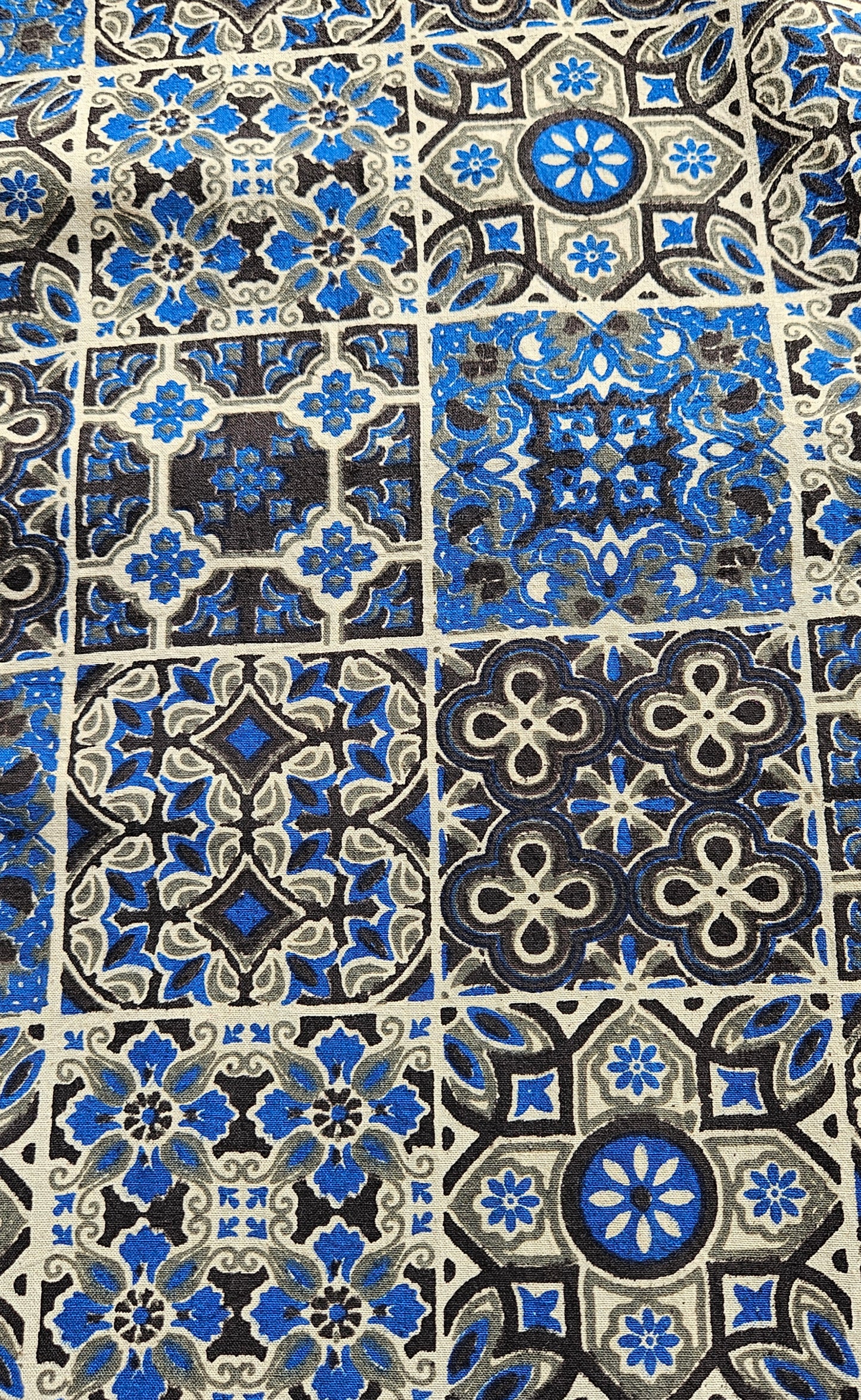 Blue'n'black kalamkari block print cotton suit