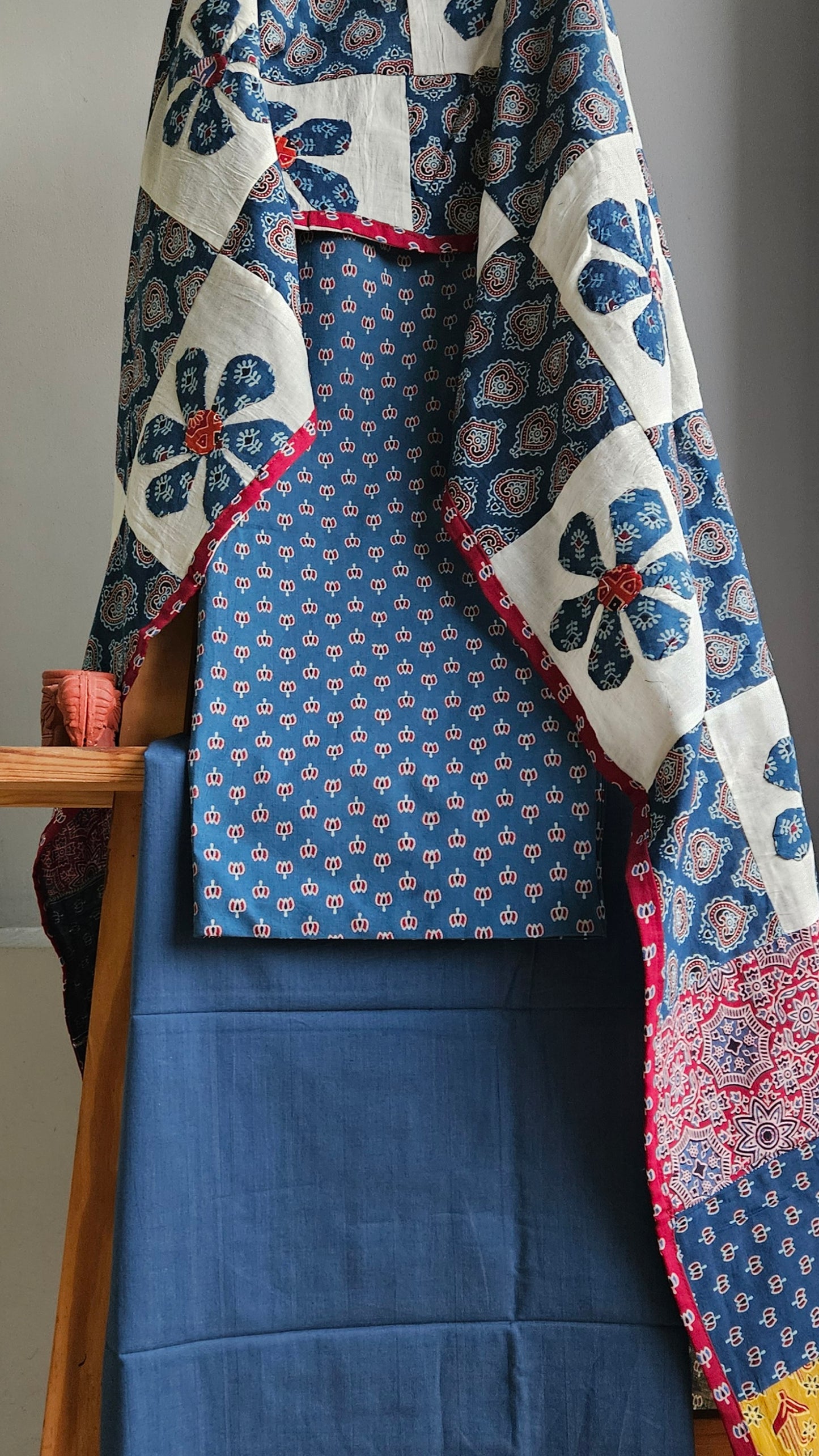 Indigo’n’maroon ajrakh print cotton suit