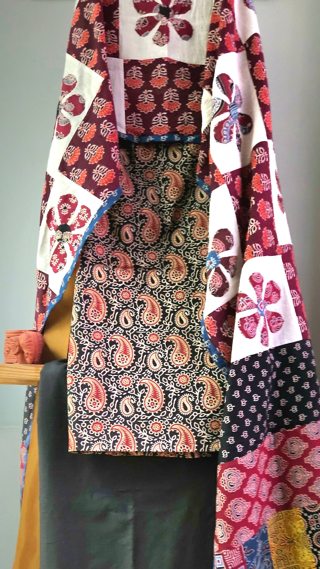 Black’n’maroon amrakhand print cotton suit