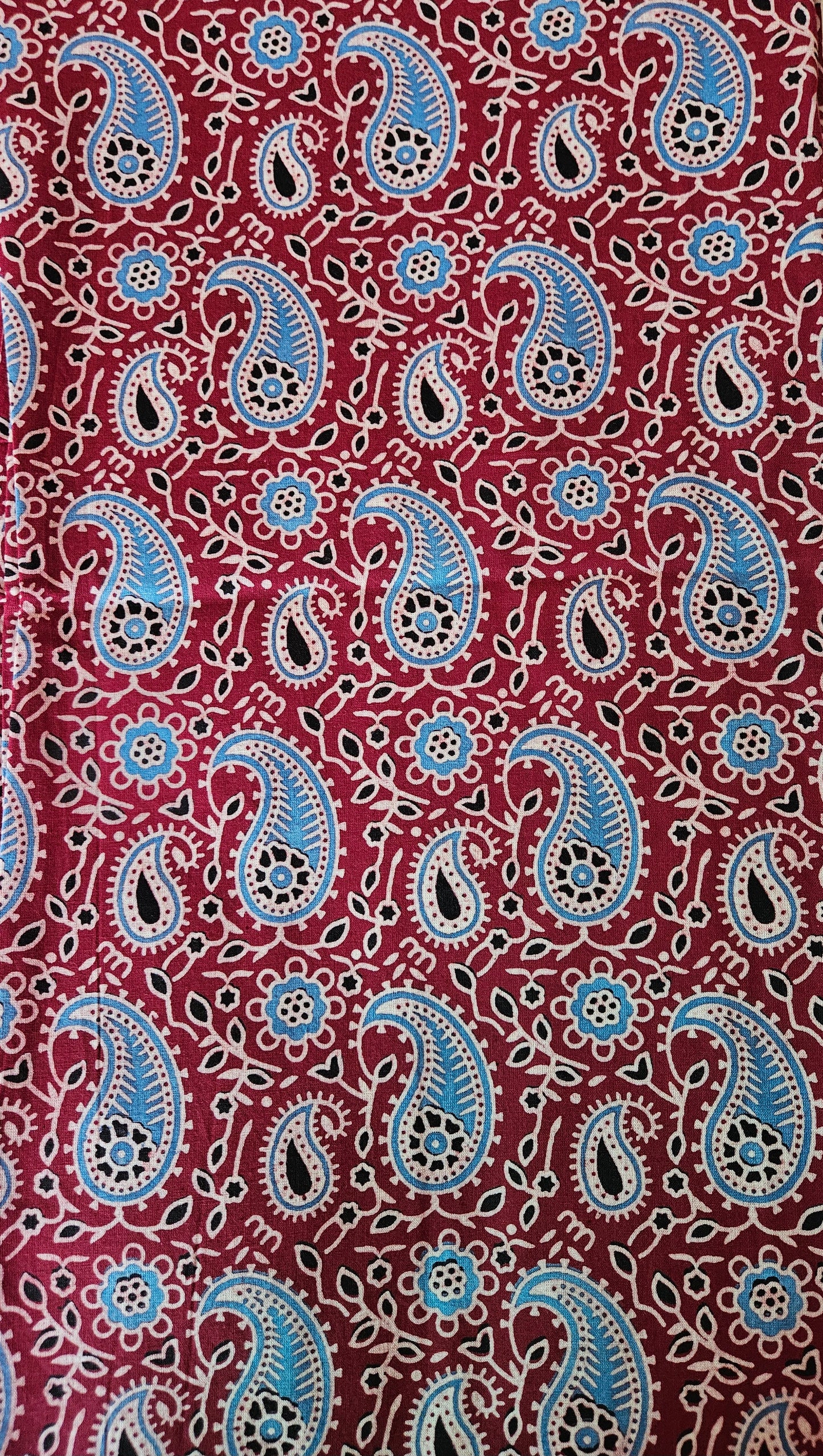 Maroon’n’blue ajrakh print cotton suit