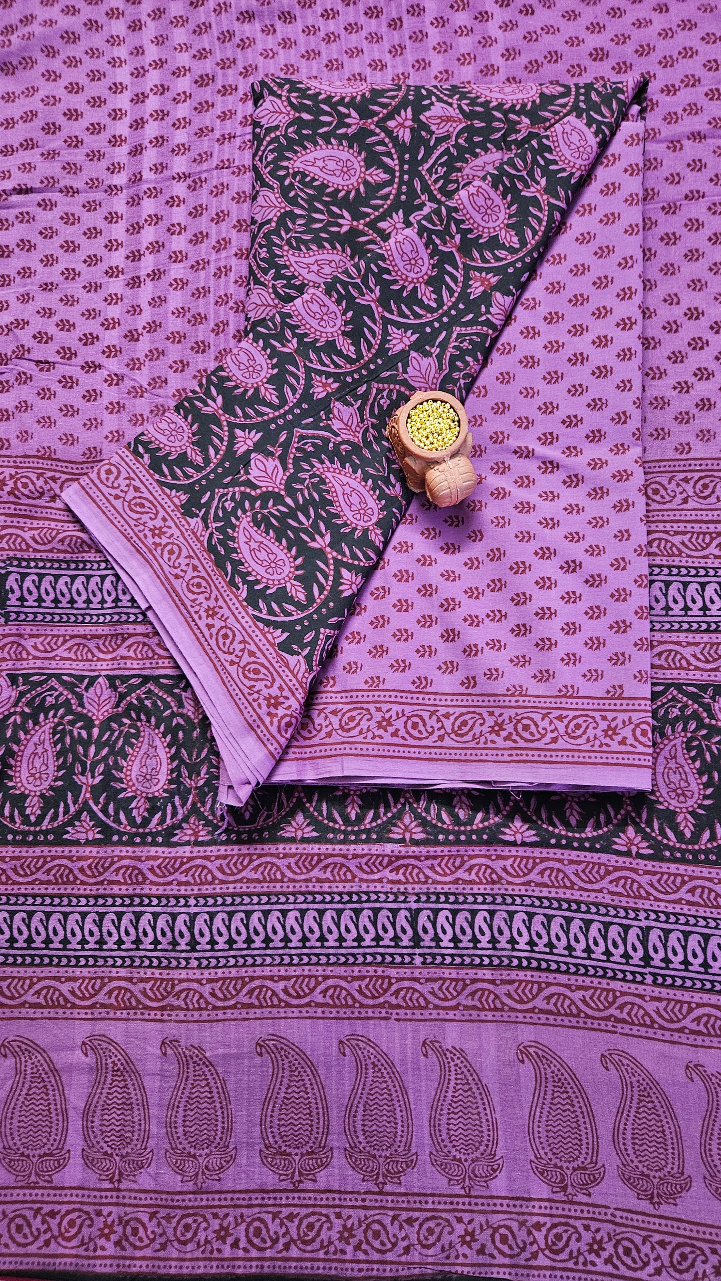 Black'n'purple bagh print cotton suit
