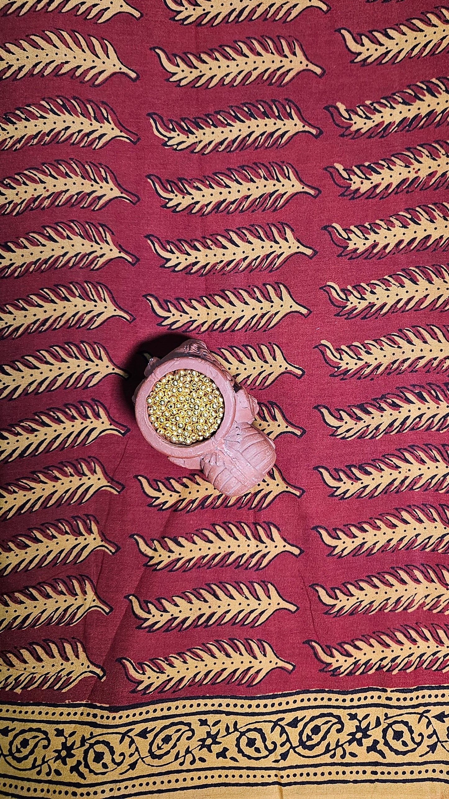 Maroon’n’mustard bagh print cotton suit material