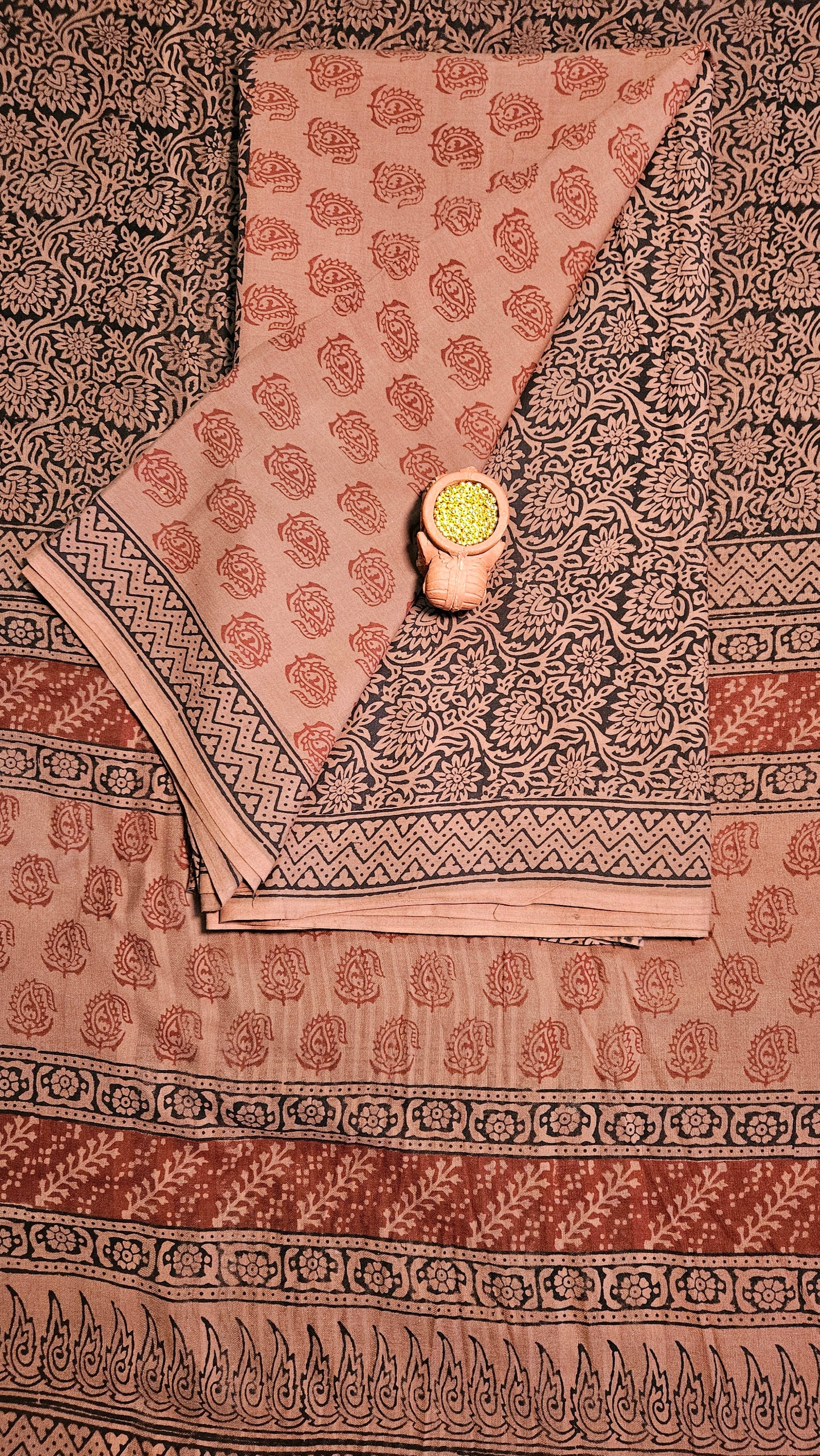 Browh'n'black bagh print cotton suit