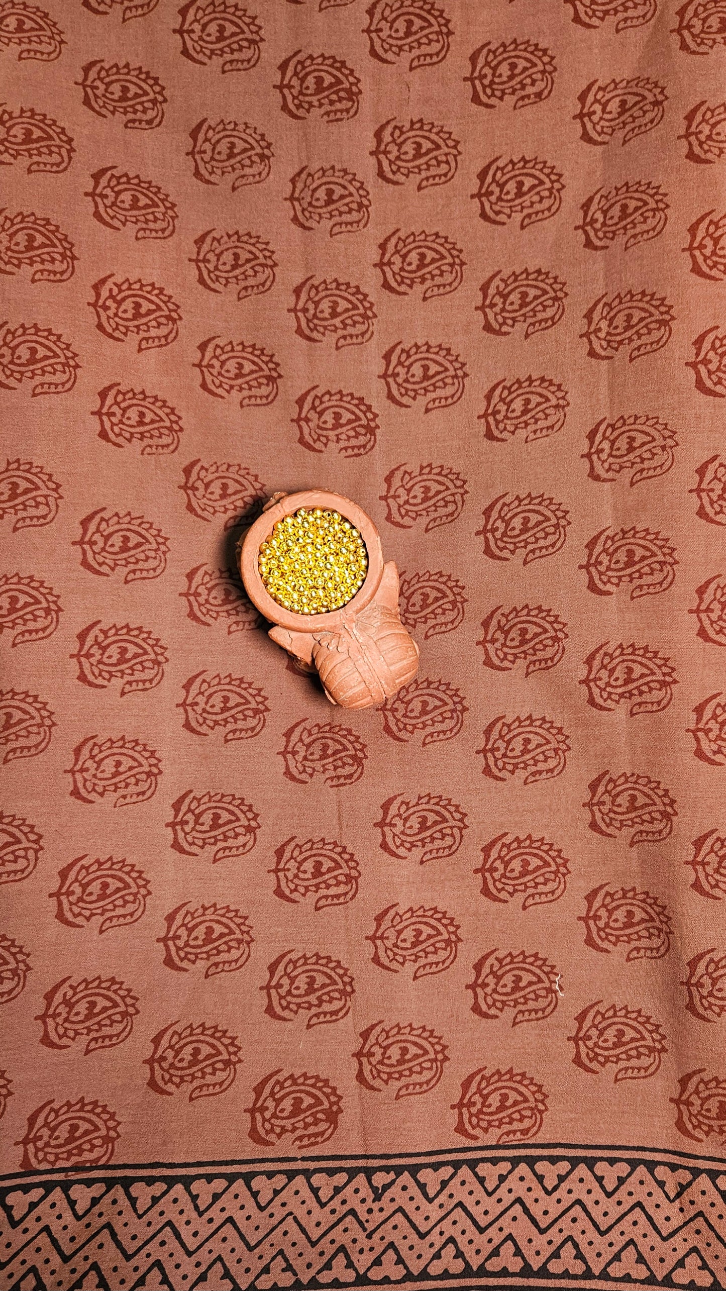 Browh'n'black bagh print cotton suit