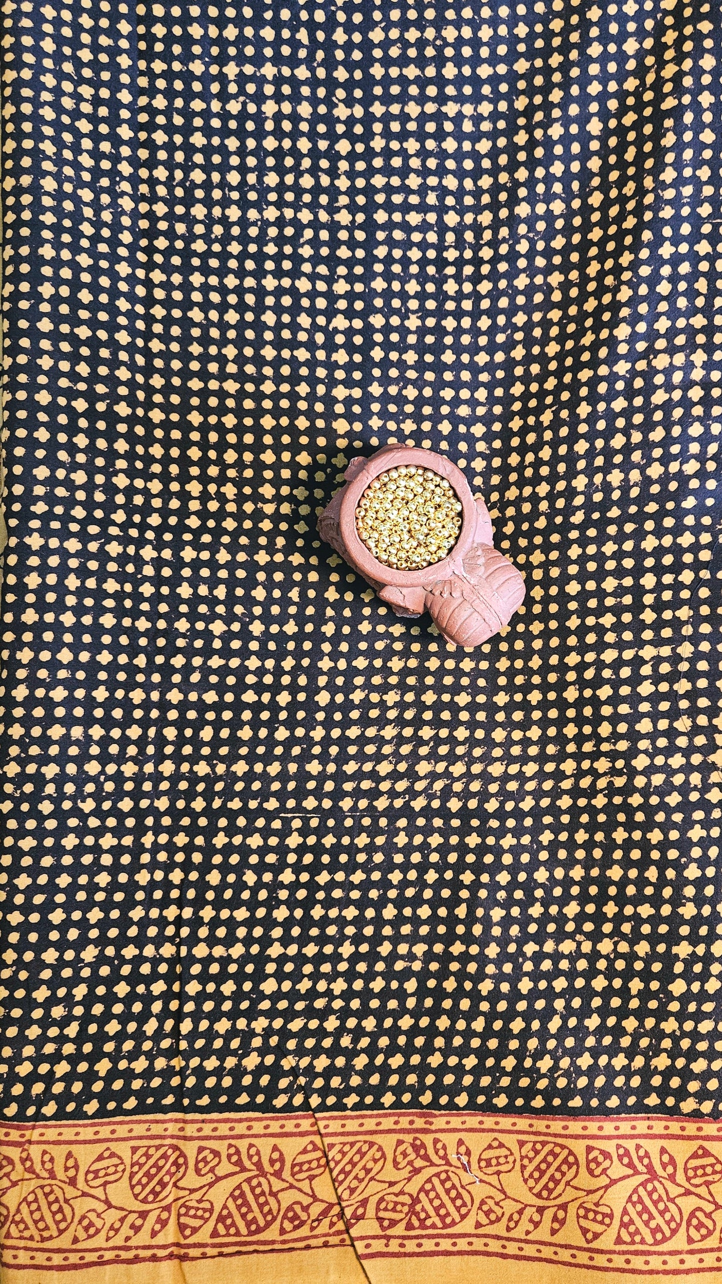 Mustard black'n'maroon bagh print cotton suit