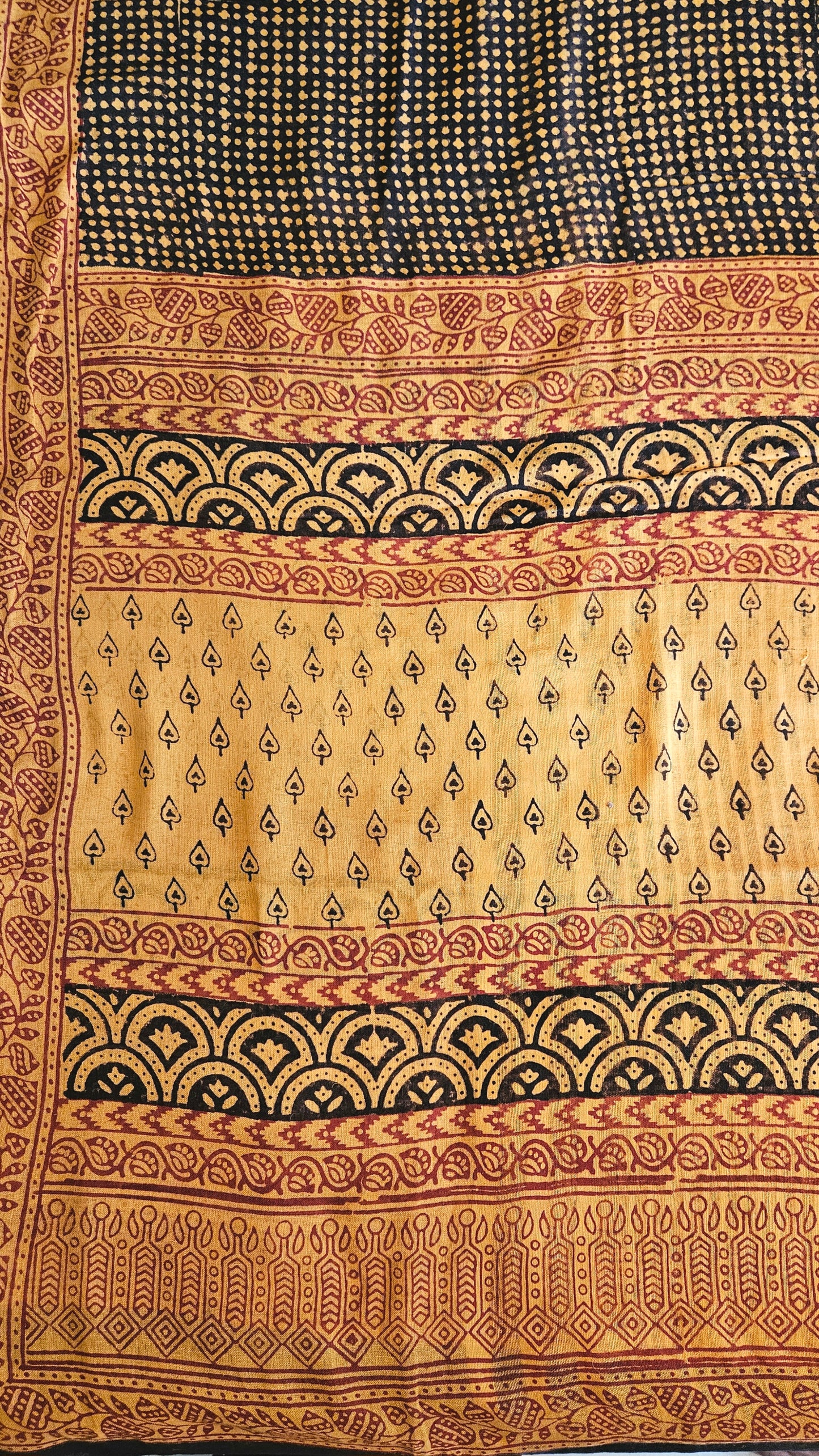 Mustard black'n'maroon bagh print cotton suit