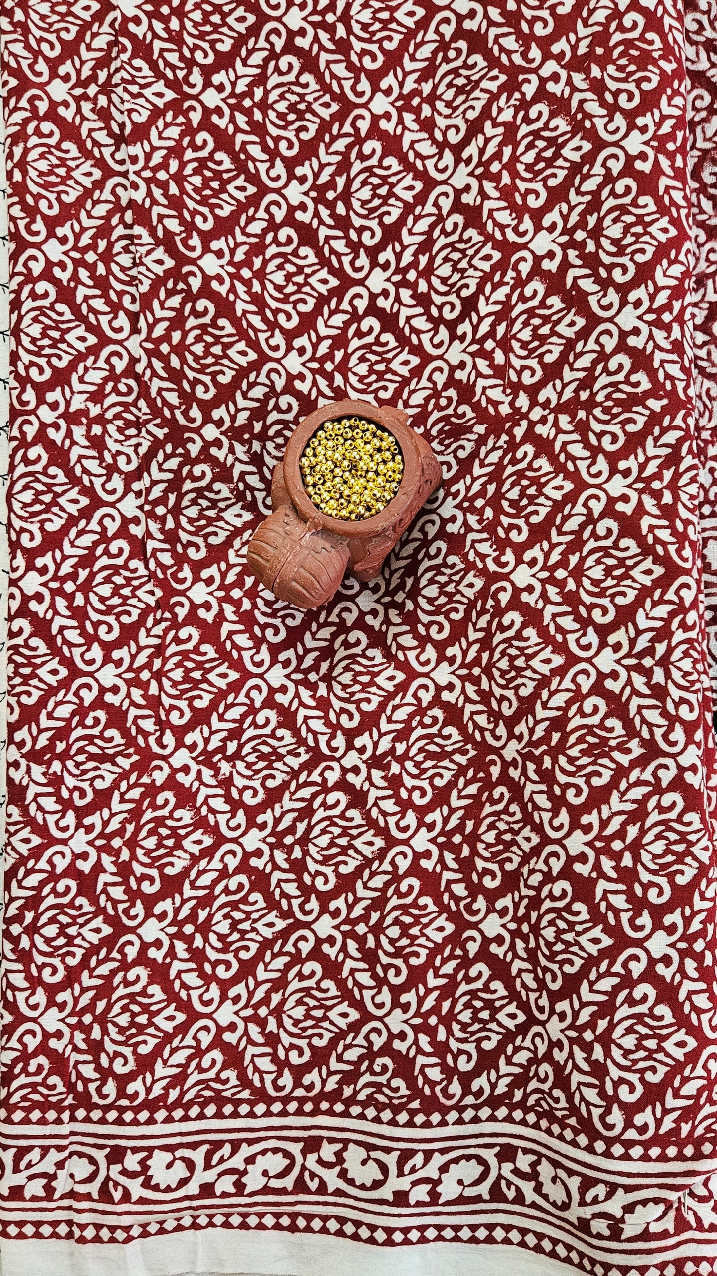 Red white'n'black Bagh print cotton suit