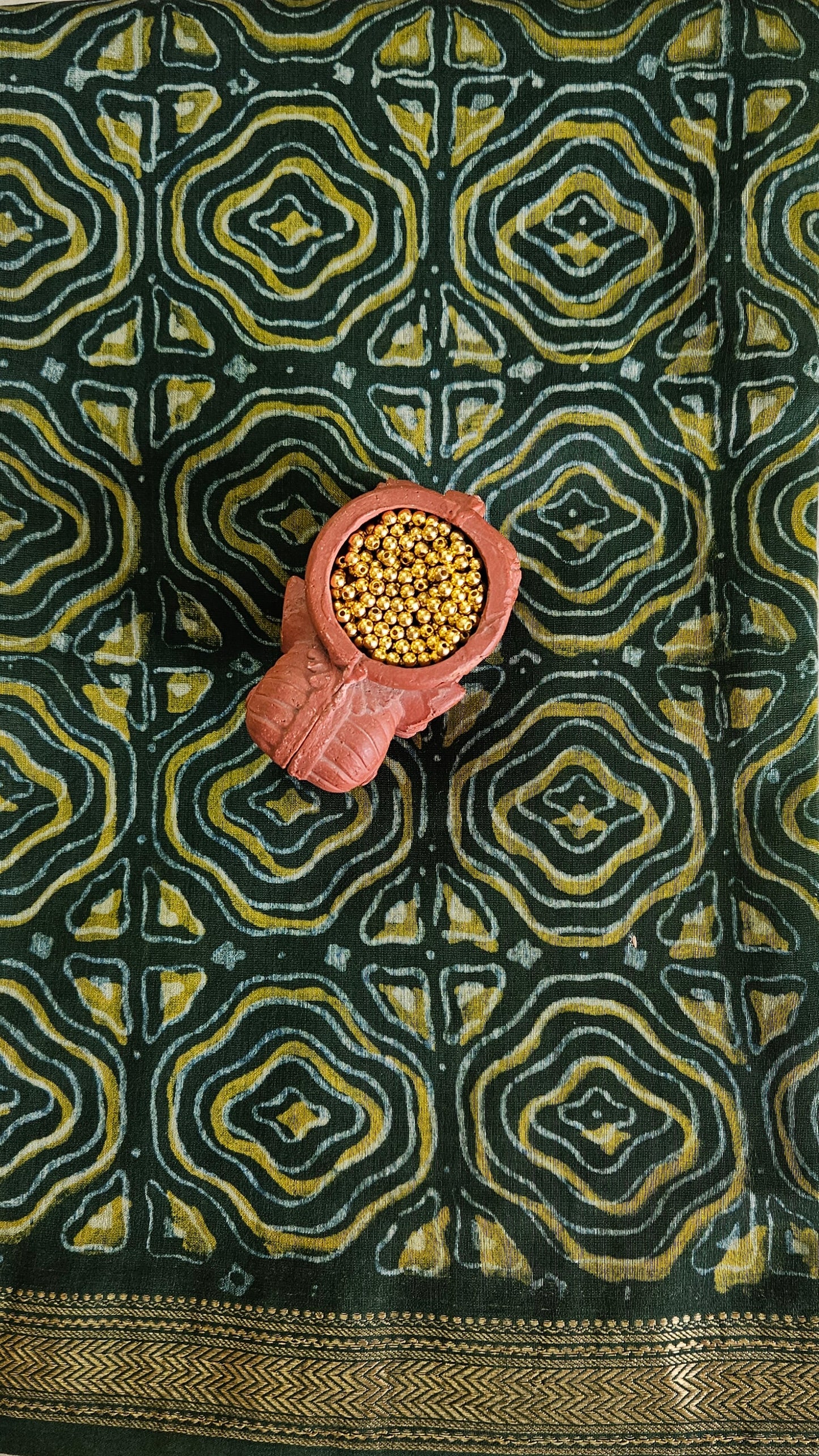 Green'n'mustard maheshwari silk cotton suit