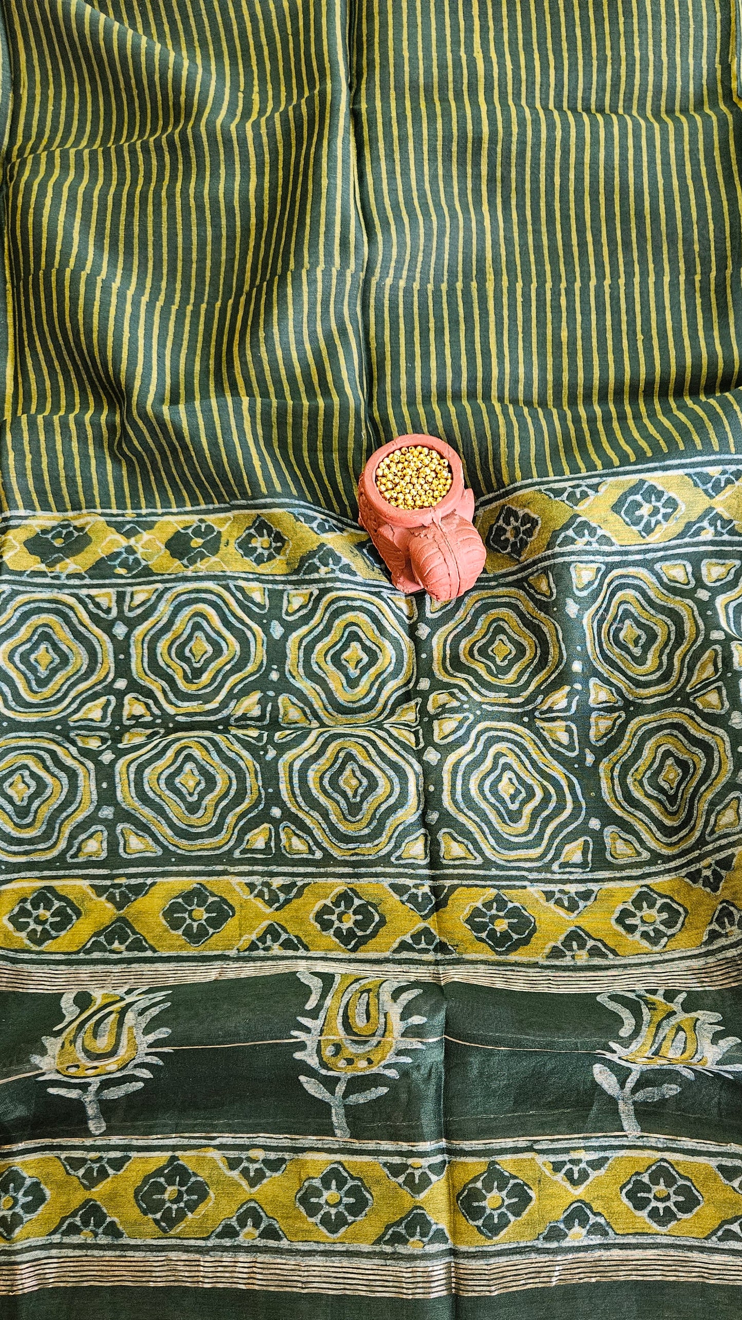 Green'n'mustard maheshwari silk cotton suit