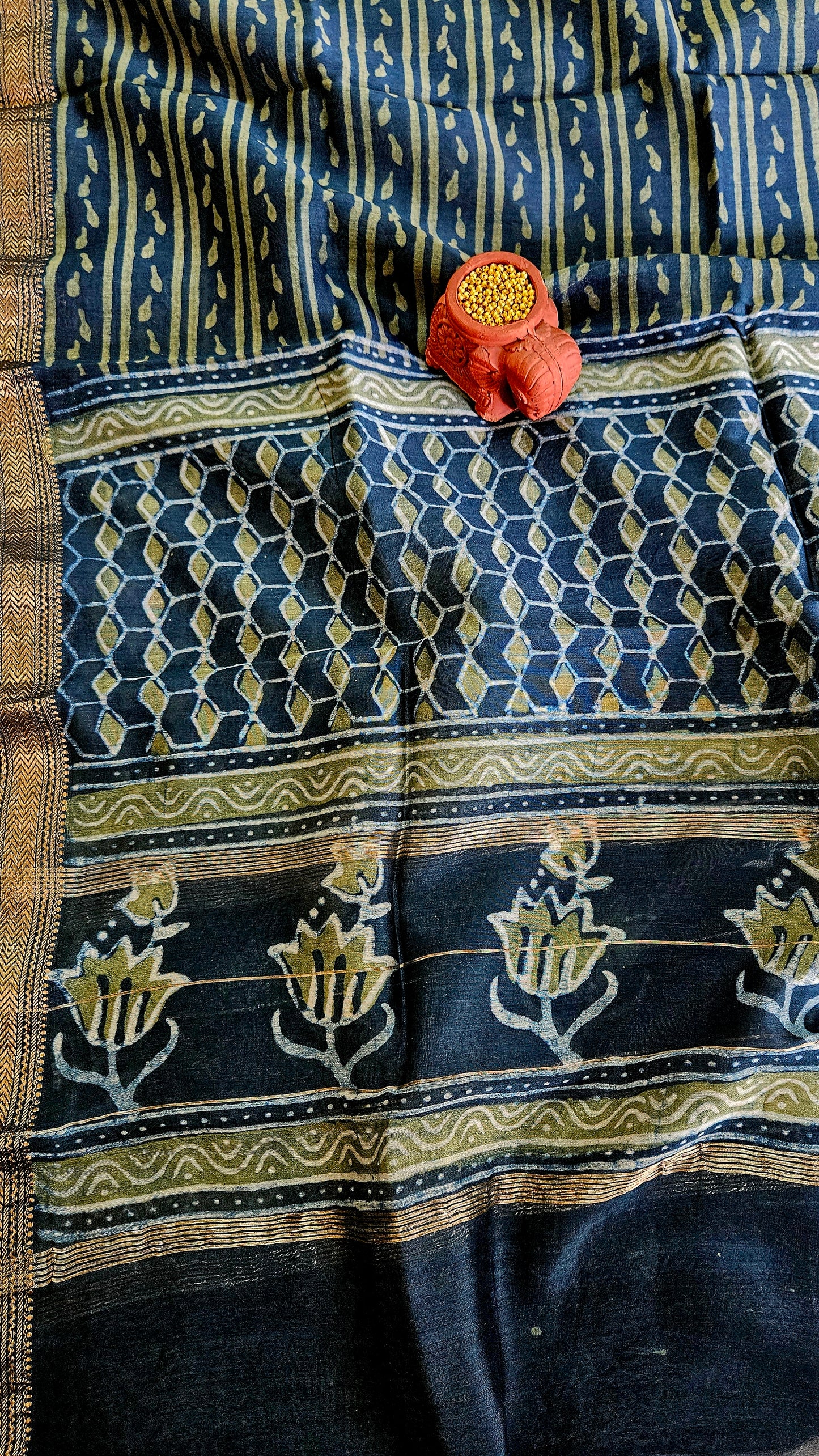 Peacock'n'sage green maheshwari silk cotton suit