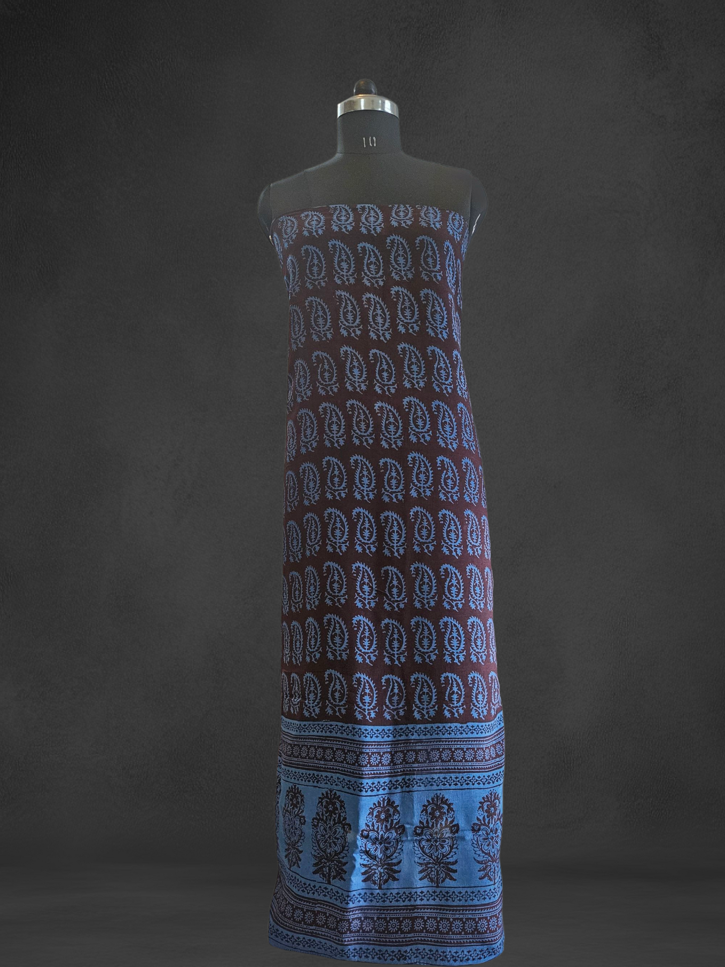 Blue'n'coffee Dola silk kurta material with weaved border