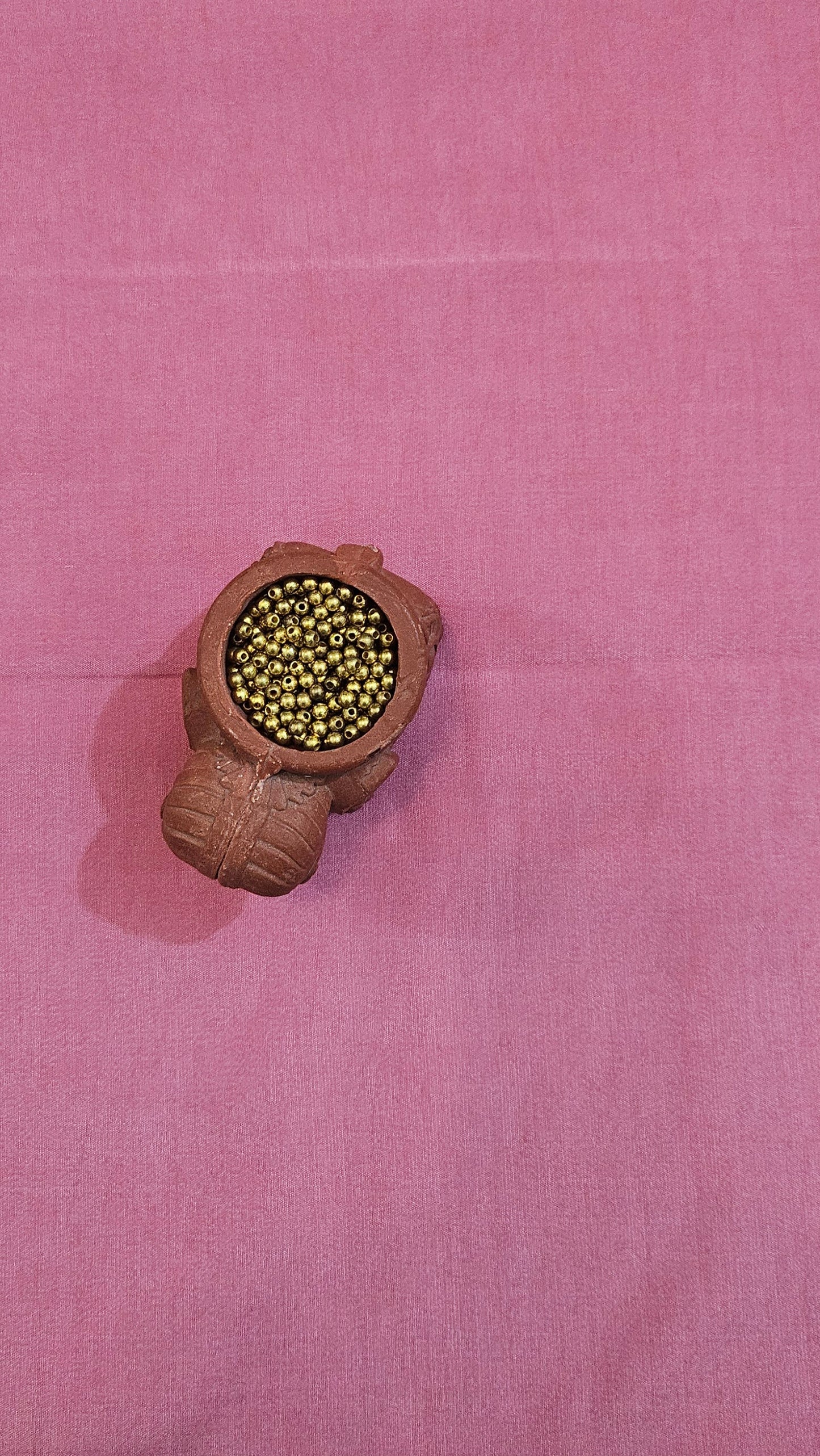 Pink'n'gold mul chanderi suit with Striped dupatta