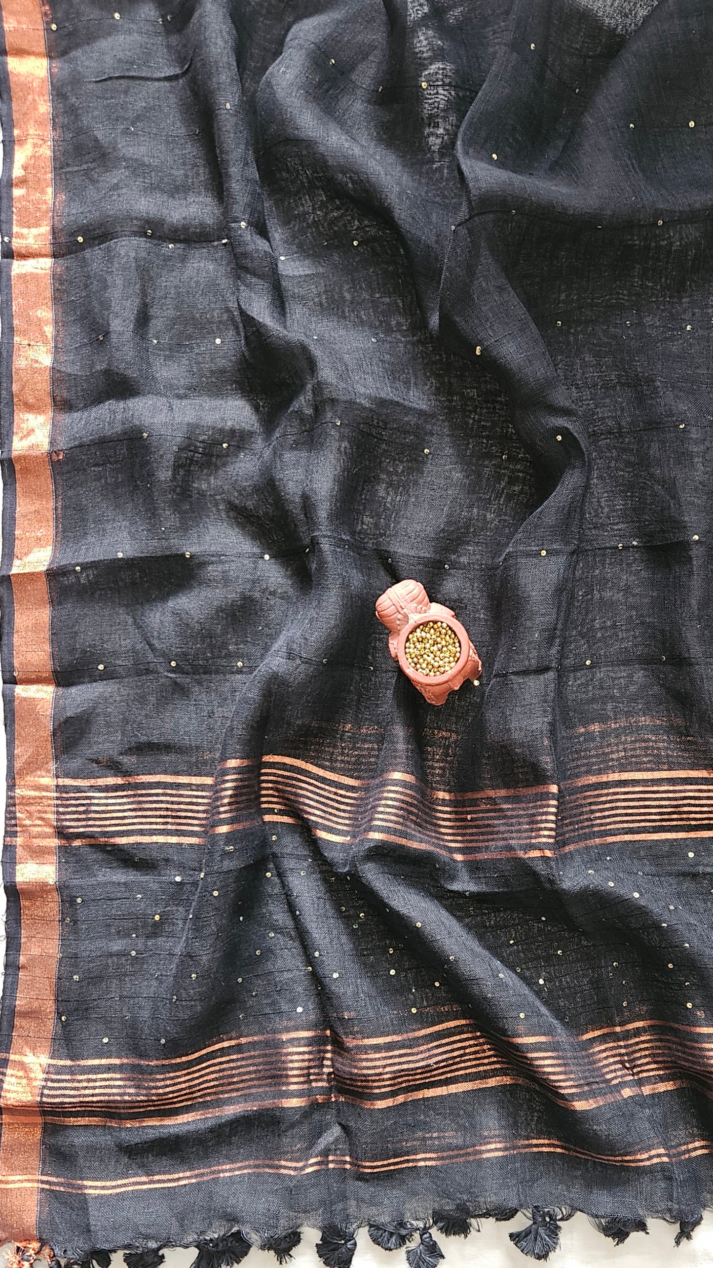 Black linen jamdani handloom suit