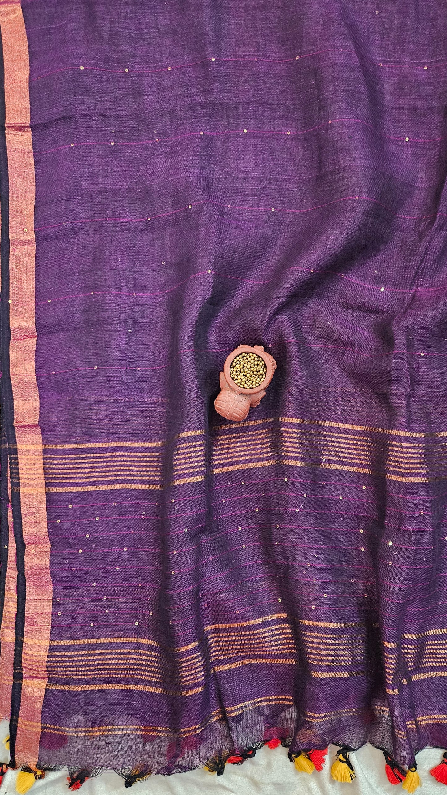 Purple linen jamdani hamdloom suit