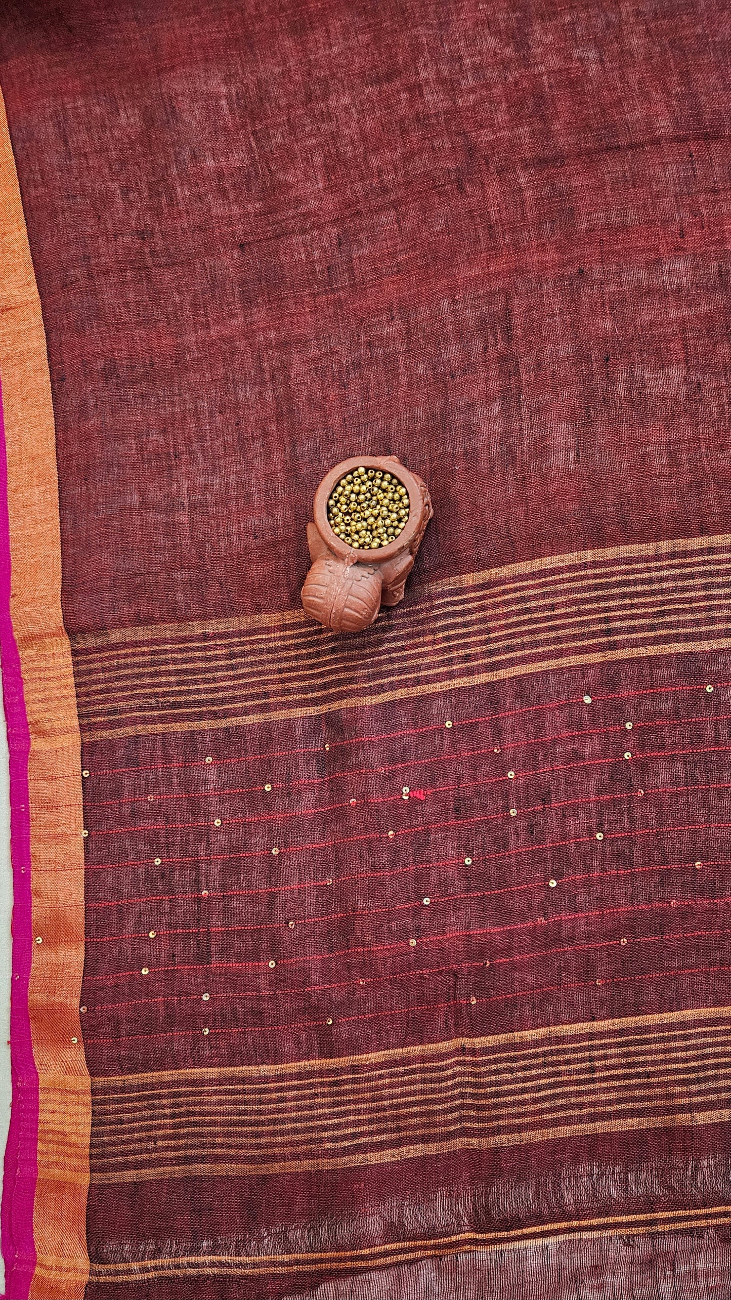 Maroon linen jamdani handloom suit