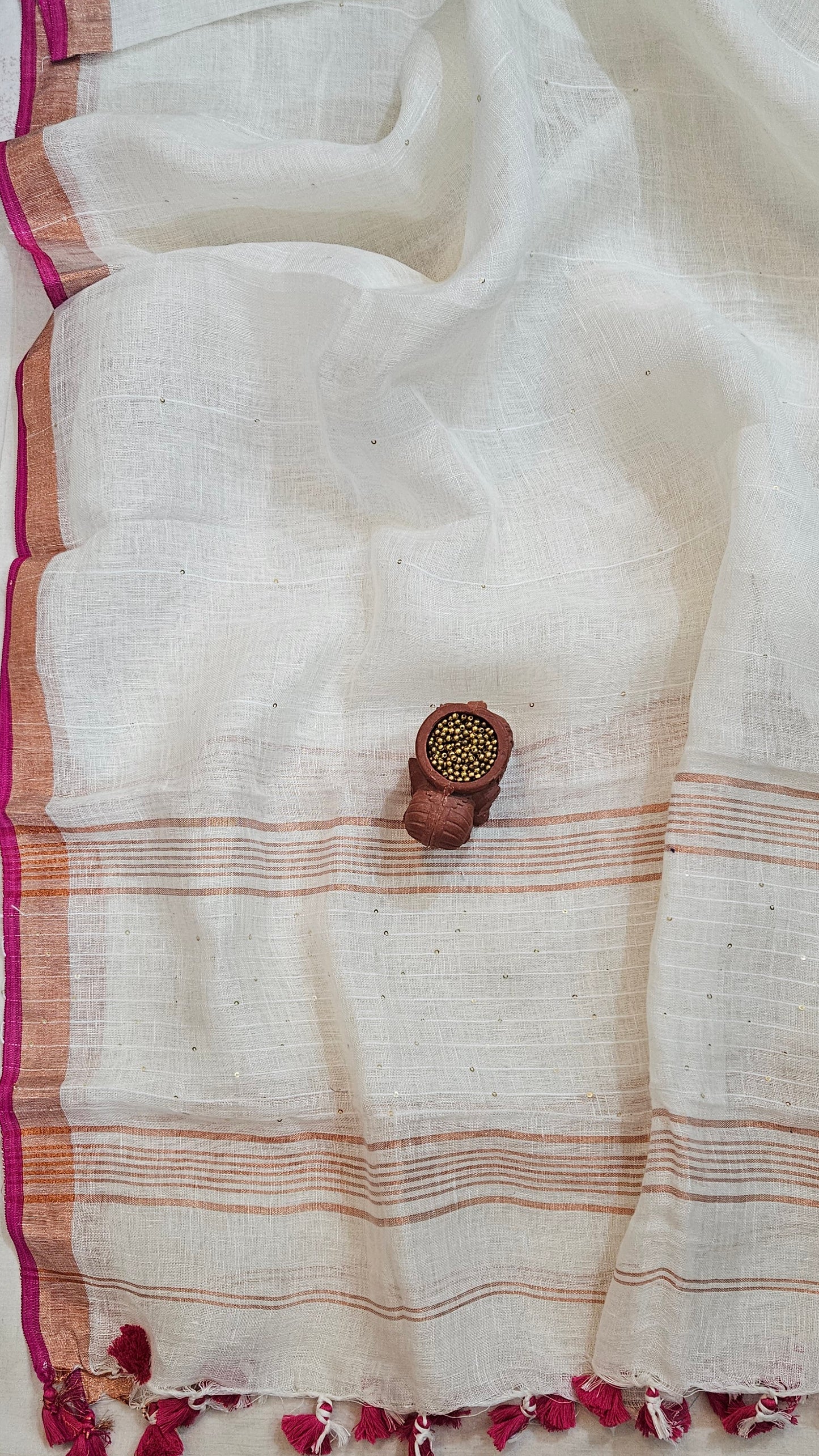 White linen jamdani  handloom suit