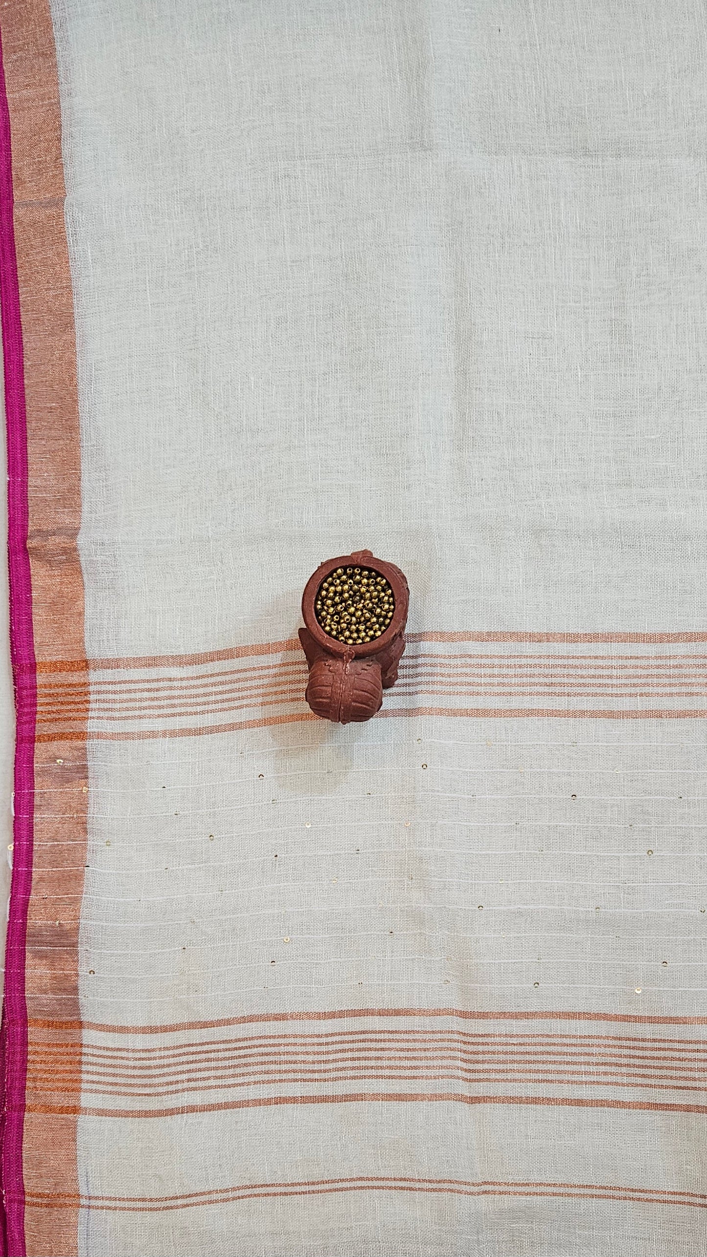 White linen jamdani  handloom suit