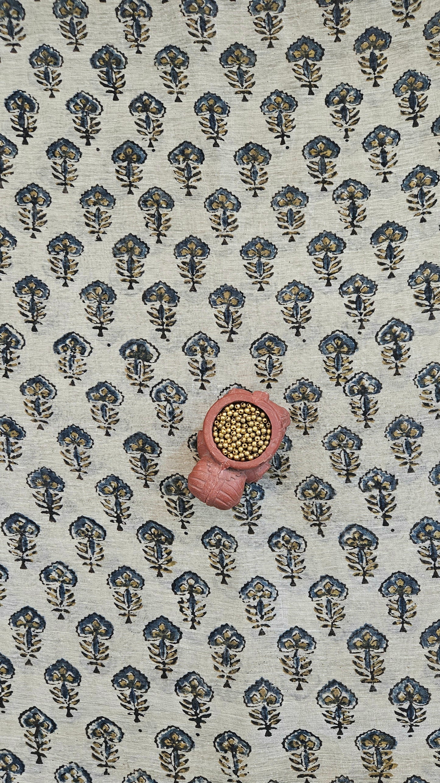 Beige linen Silk suit in ajrakh print