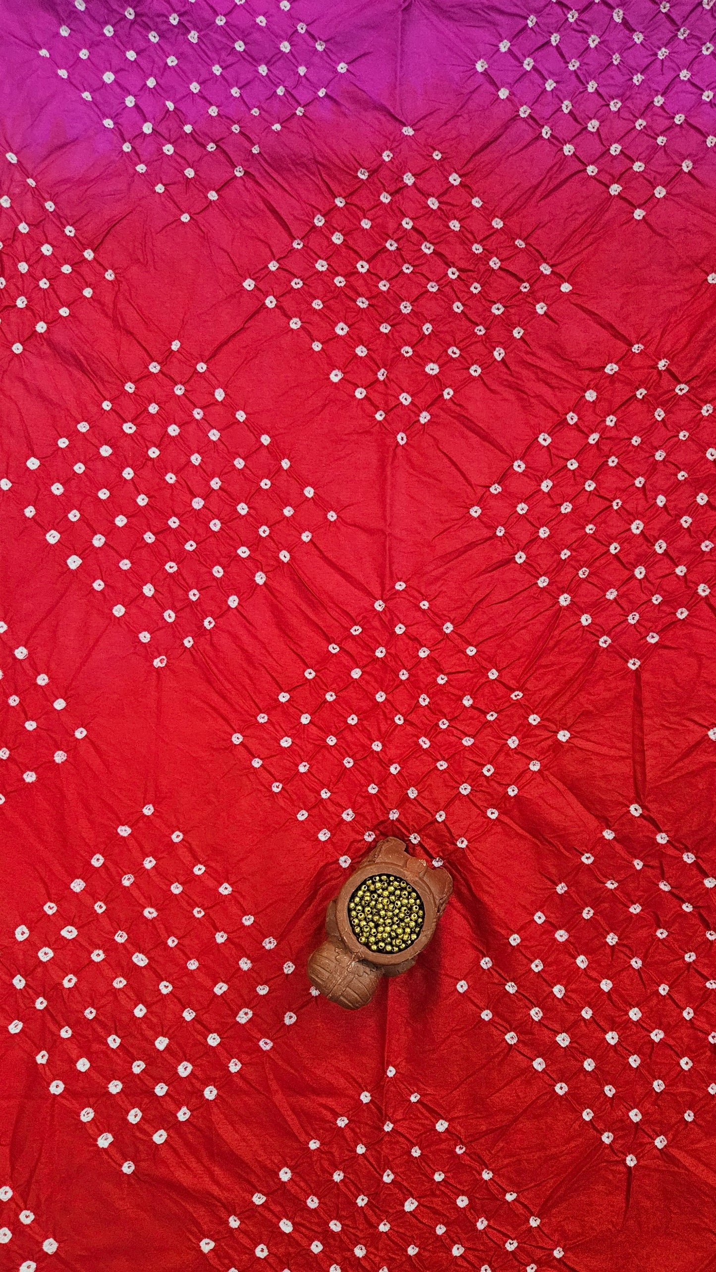 Red'n'rani pink bandhani dupion silk suit